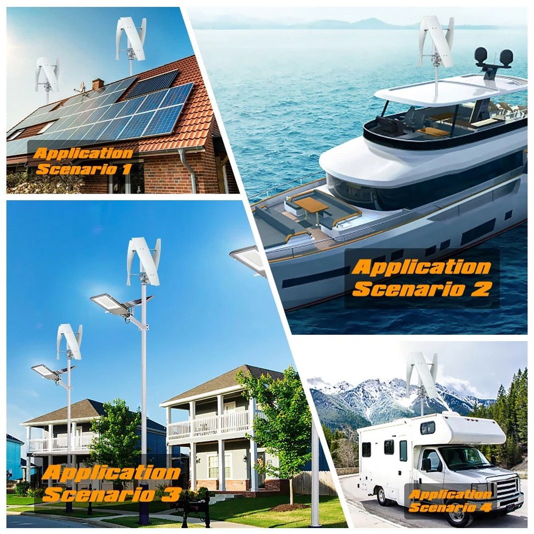 3000W Wind Turbine Generator 12V/24V/48V Boost Hybrid Controller Power Inverter