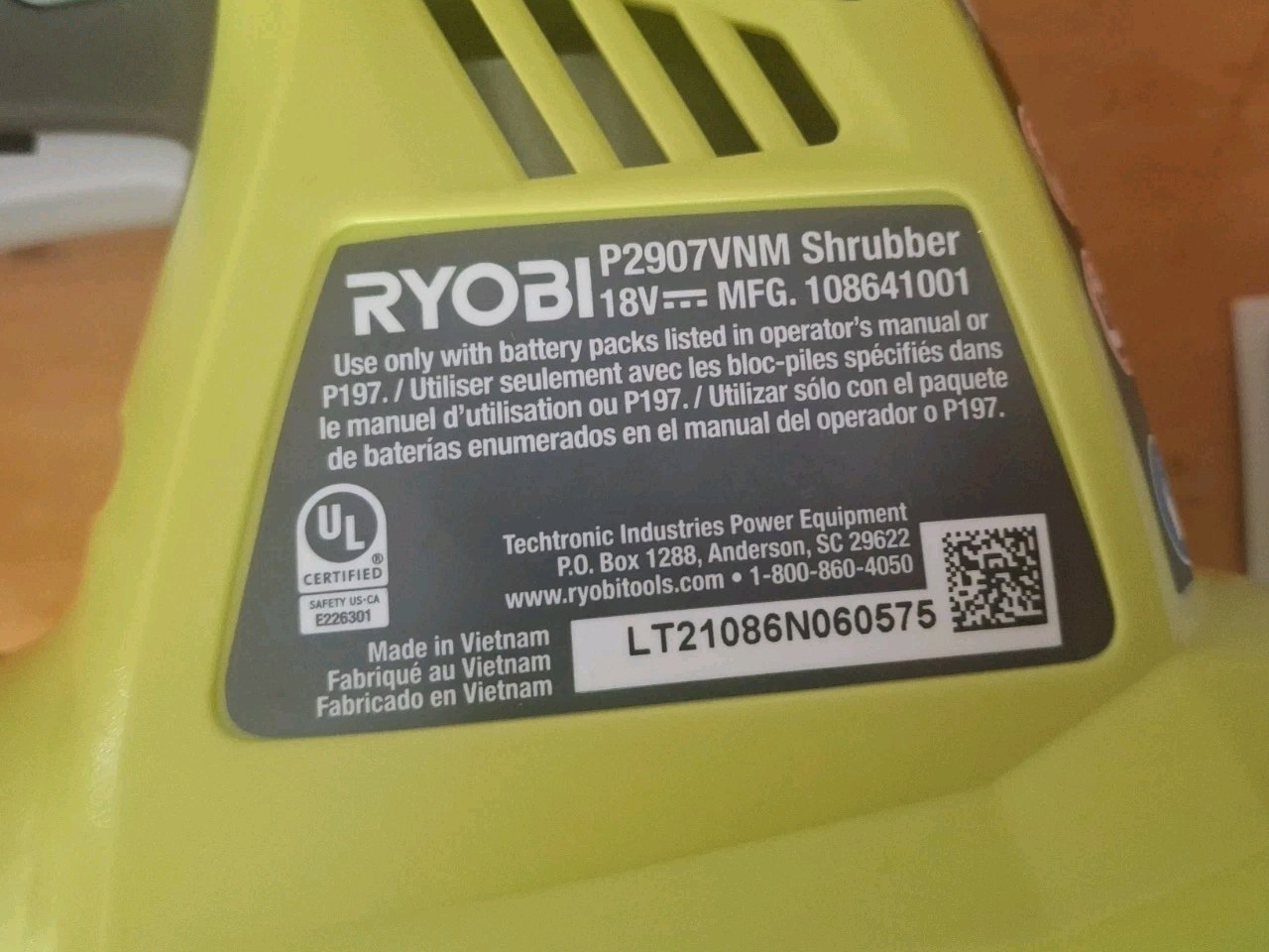 Ryobi P2907 18 Volt Shrubber 18v Hedge Trimmer
