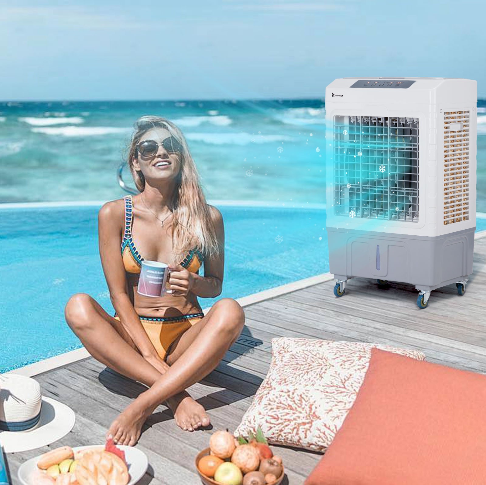3-in-1 Evaporative Air Cooler, Portable Swamp Cooler with 10.57Gallon Reservoir
