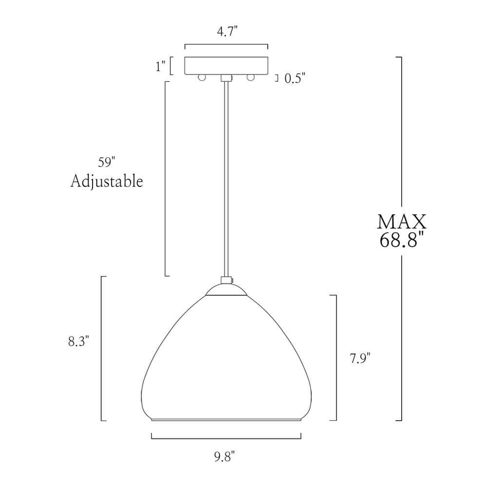 Uolfin 1-Light Modern Gold Black Pendant Light Smoke Gray Glass 9.8 in