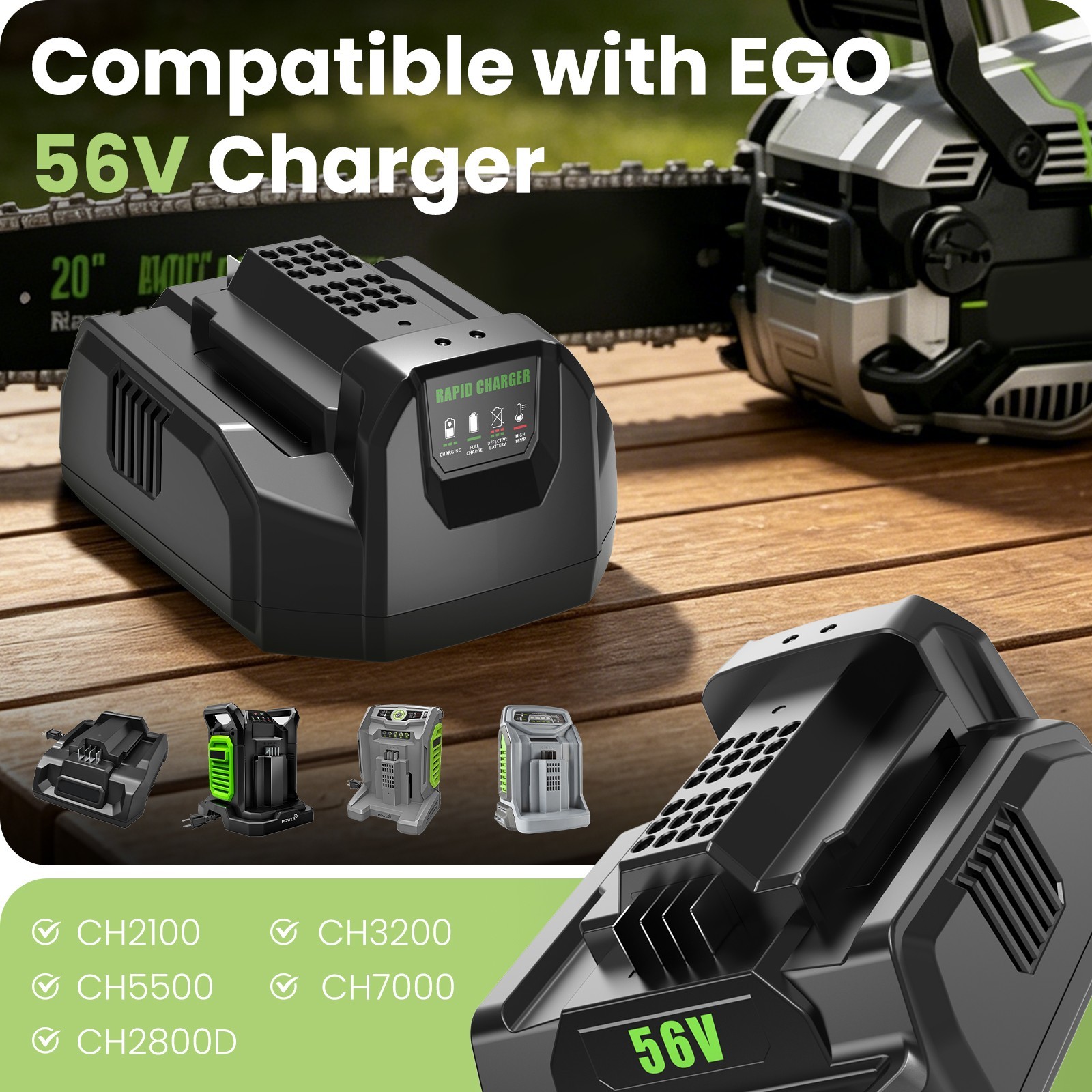 10.0Ah For EGO 56V Lithium Ion Battery / Charger CH2100 BA5600T BA2800T BA1400T