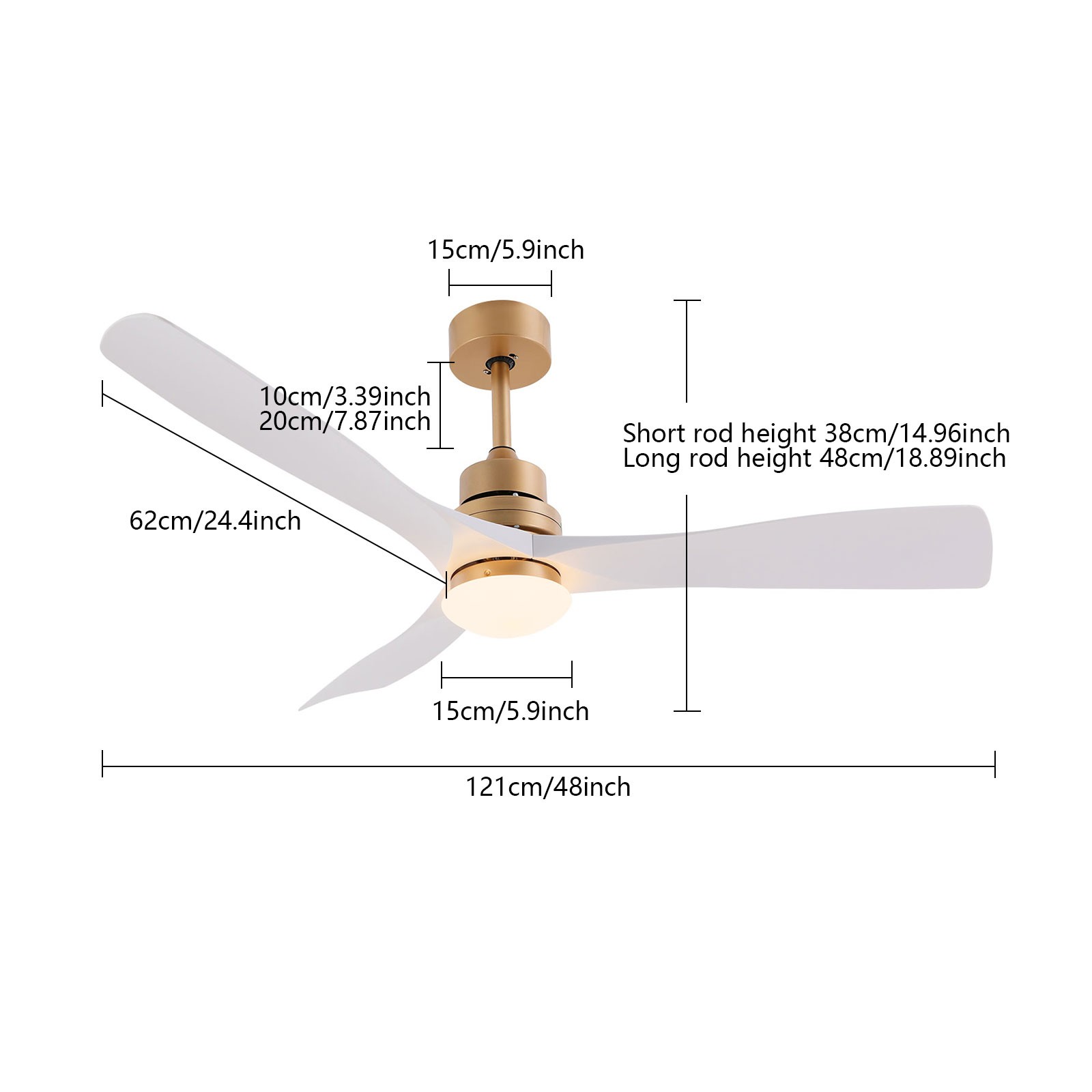 Modern Ceiling Fan Light Quiet 30dB 6 Speed 1/2/4/8H Timer LED with Remote