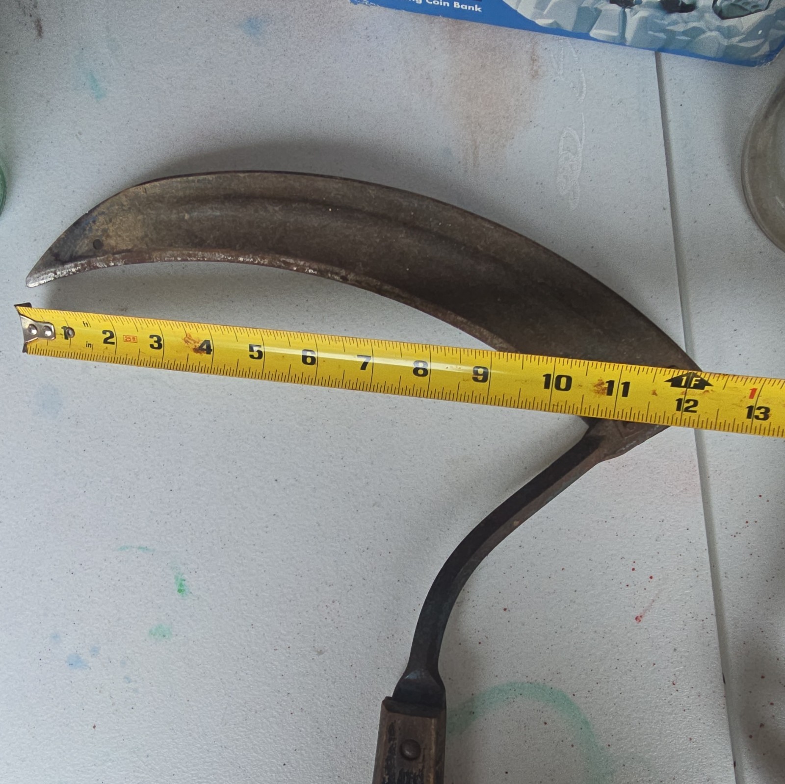 Steel Sickle 12 in Blade, 3.5 in Wide, Wood Handle for Reaping/Trimming