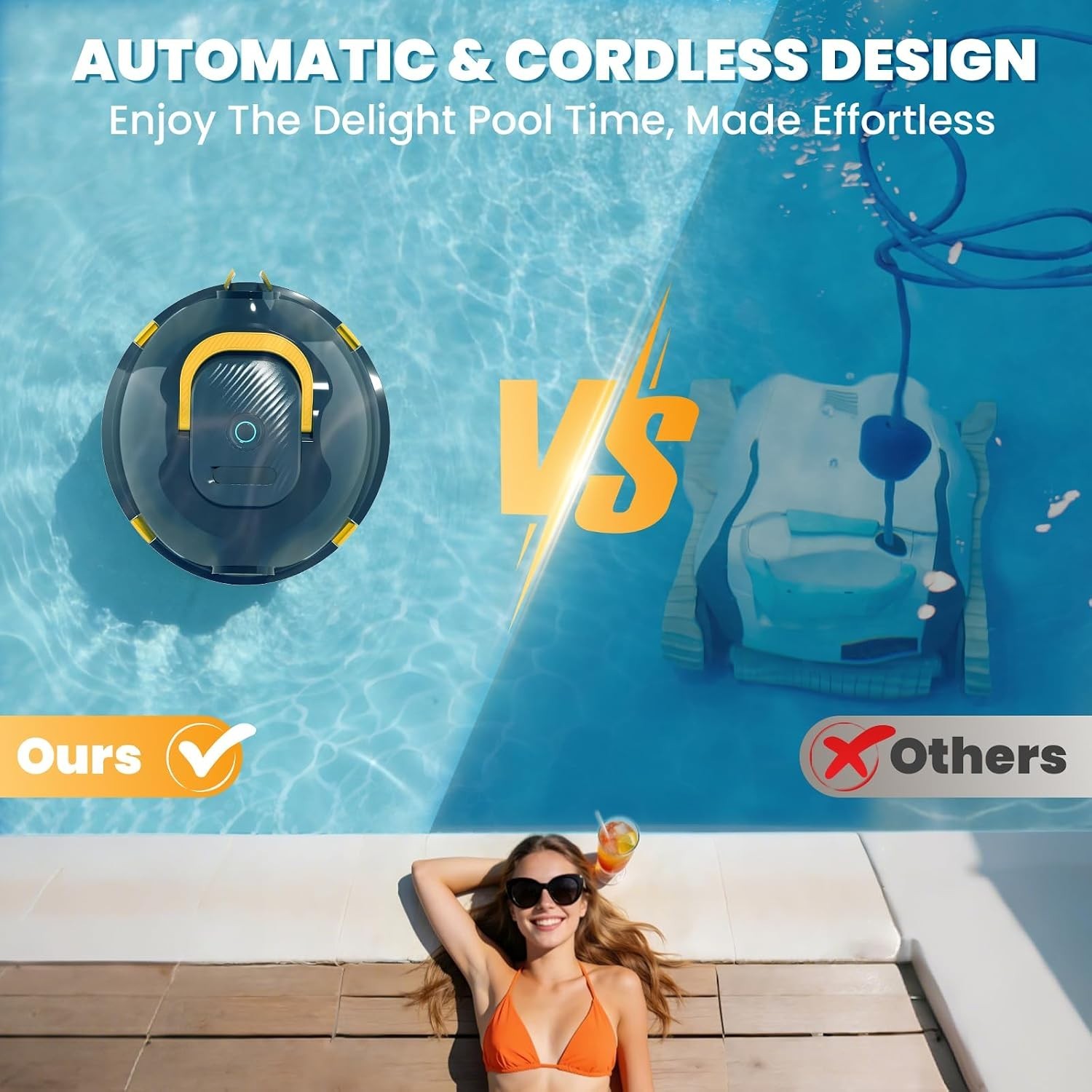 Portable Robotic Pool Cleaner – 2.2L Capacity with Advanced Filtration System