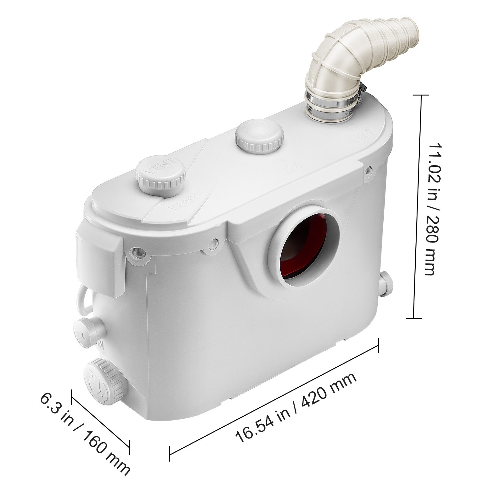 Macerator Pump 500W 29 GPM Flow 26 ft Head Lift Pump for Toilet Basement Sink