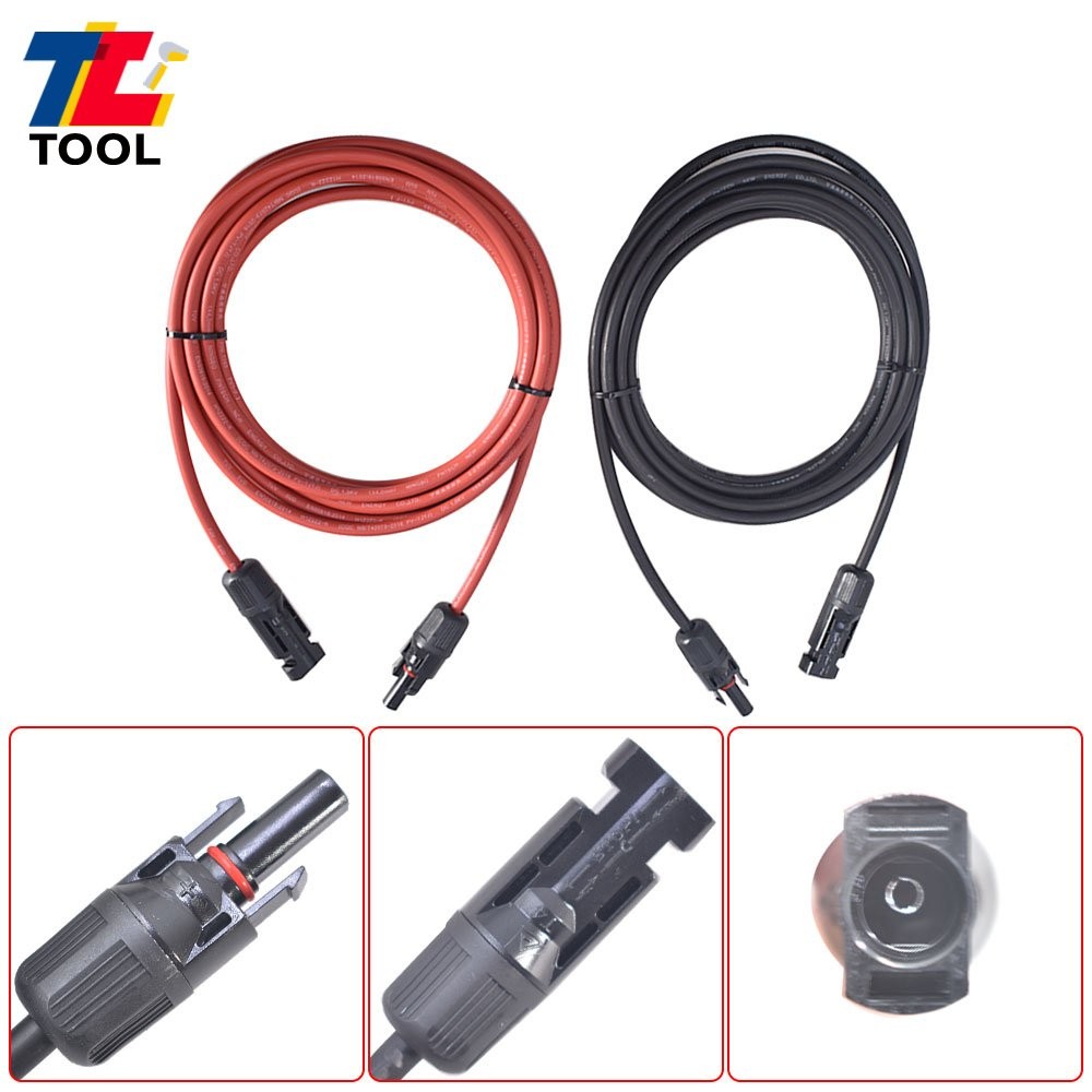 1 Pair 12AWG 15ft Black+Red Solar Panel Extension Cable Wire Connector