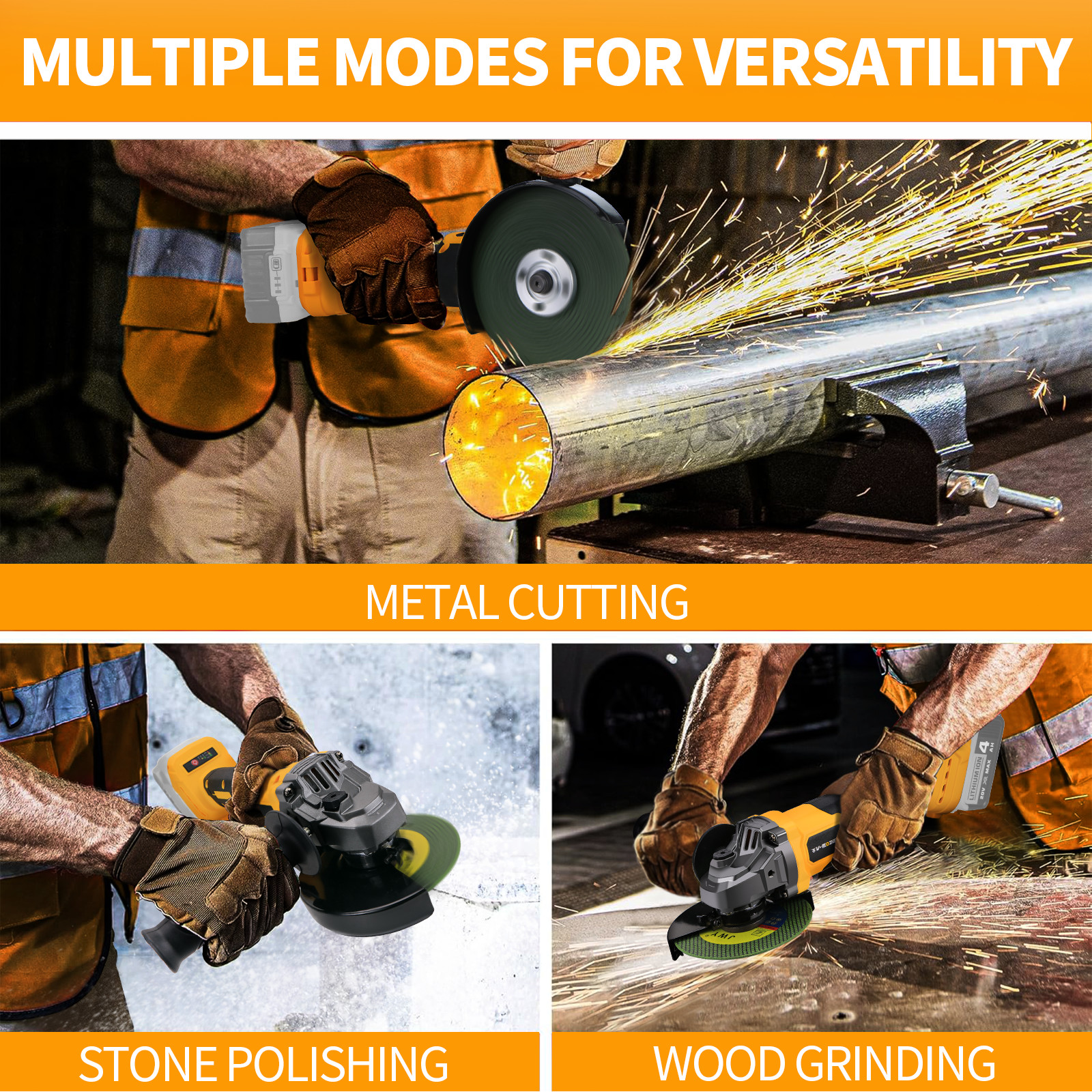 Brushless Cordless 4-1/2″ to 5″ Angle Grinder For Dewalt 20V Battery (Tool Only)