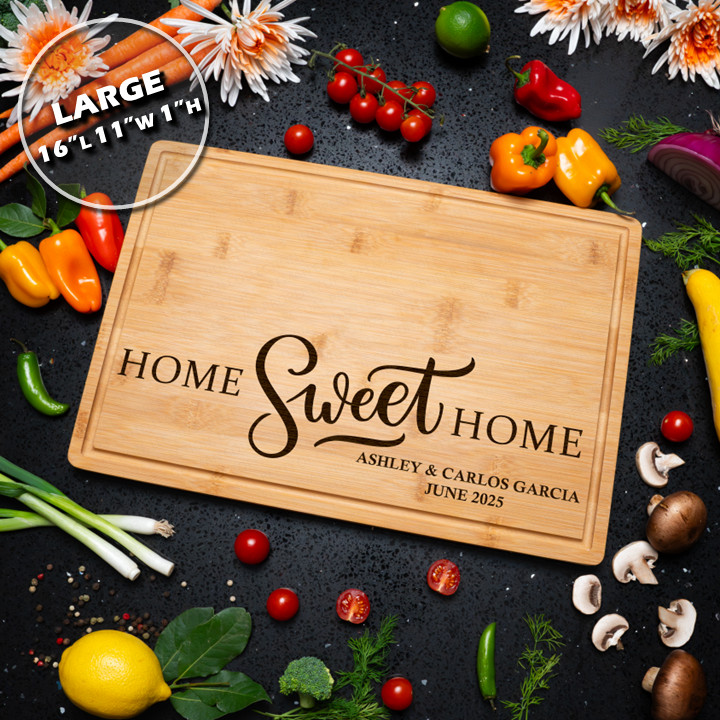 Custom Personalized Engraved Bamboo Cutting Charcuterie Board Home Housewarming