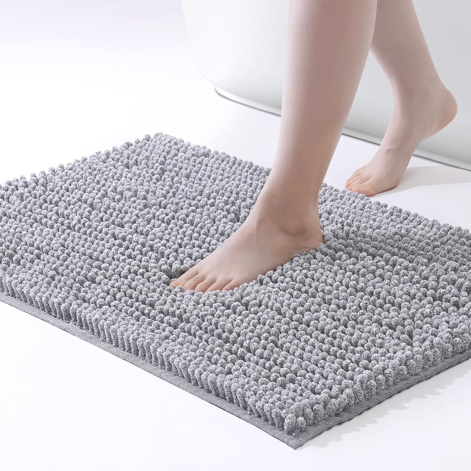 Chenille Bath Mat – Non-Slip Fluffy Shag Bathroom Rug Super Absorbent Microfiber