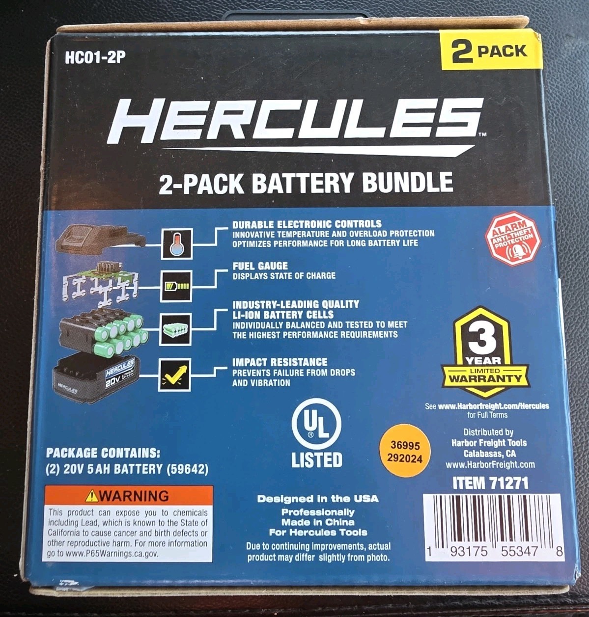 *NEW* Hercules 20V 5 Ah Lithium-Ion Battery Bundle 2-Pack / HC01-2P /Ships Fast