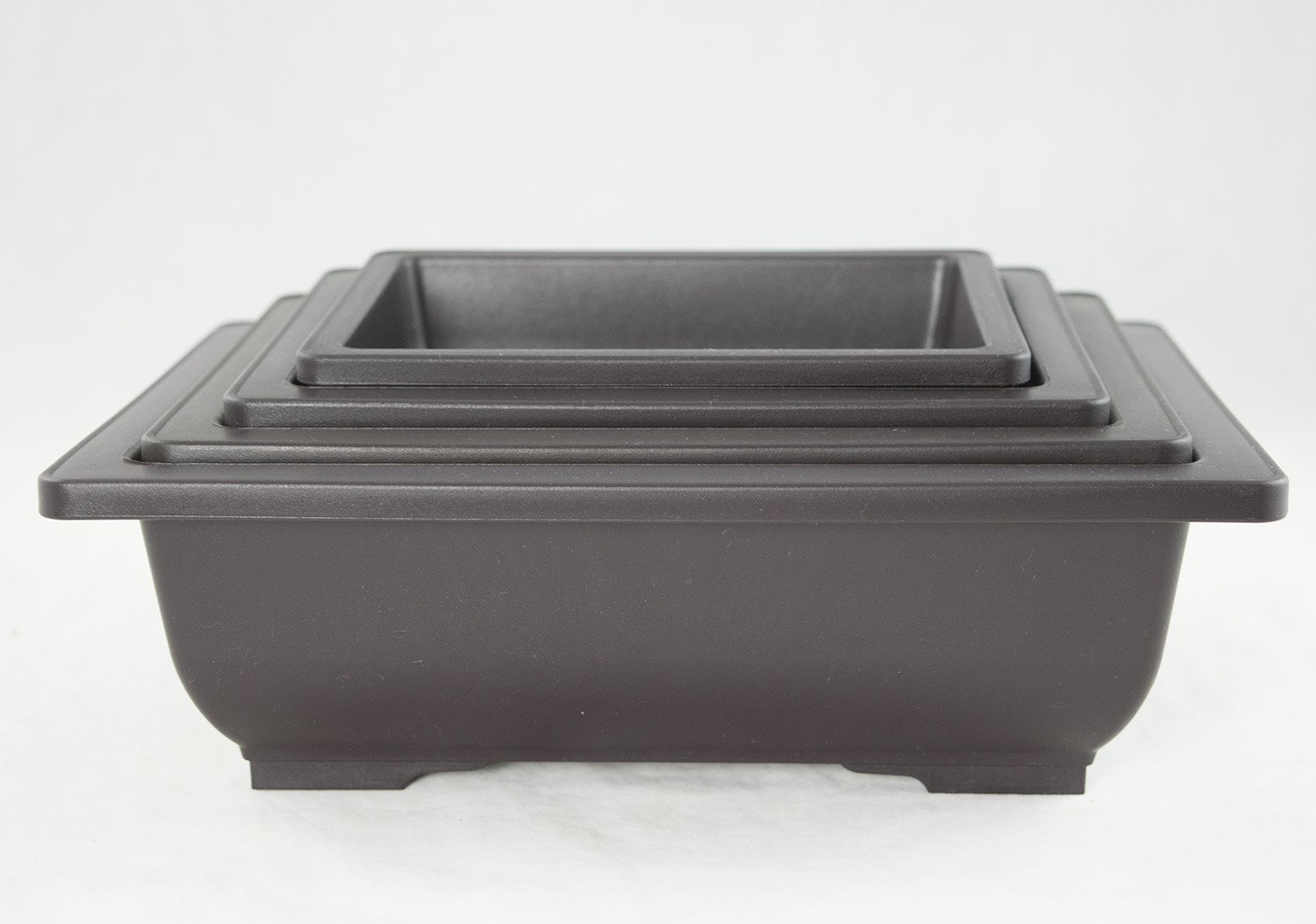 4 Mix 6.25″-10″ Rectangular Plastic Bonsai, Cactus / Succulent Pot – Dark Brown
