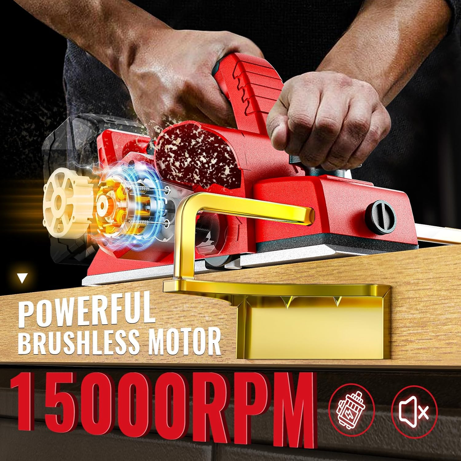 15000 RPM Cordless Handheld Planer Compatible with Milwaukee 18V Battery 3-1/4 I