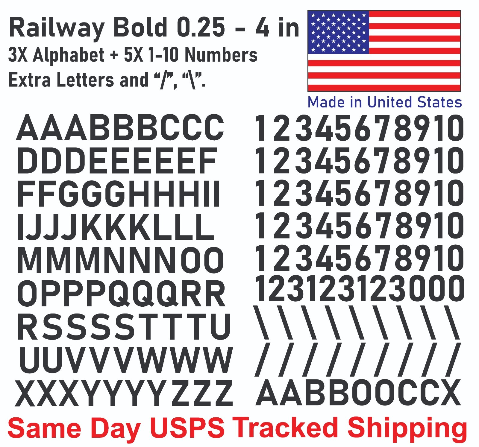 3X Alphabet & 0-10 Vinyl Decal Numbers – Mailbox, Wall, Address, Locker Stickers