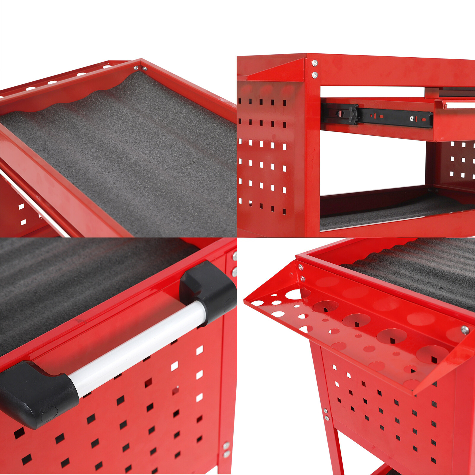 3 Tier Rolling Tool Cart 400LB Heavy Duty Mechanic Tool Cart w/ Lockable Wheels
