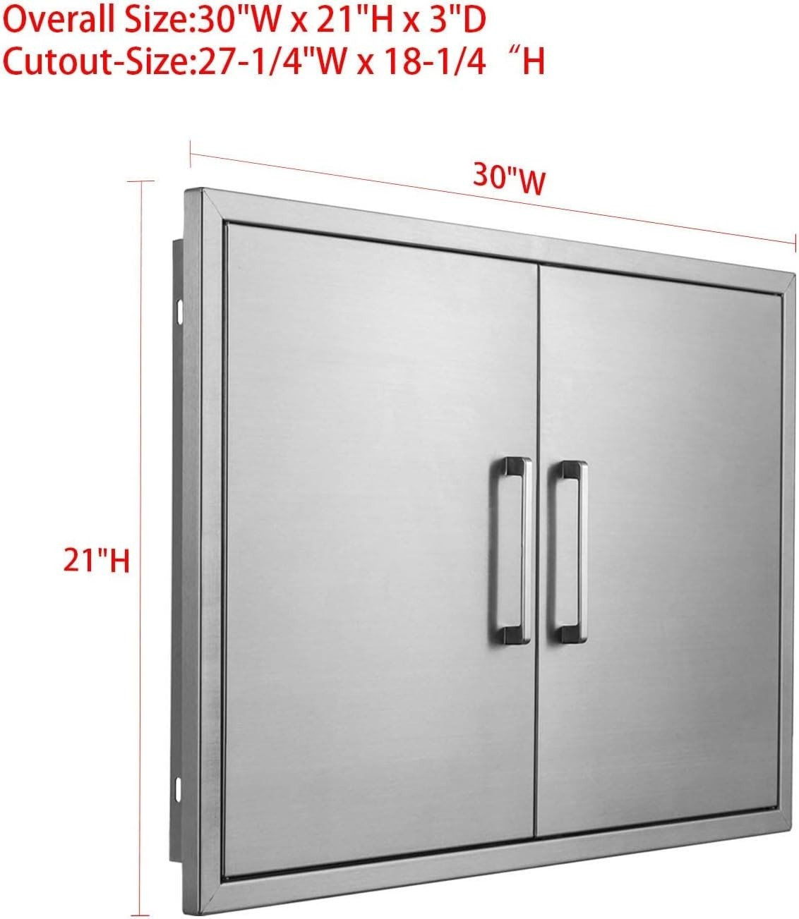 30 W x 21″ H-Outdoor Kitchen Doors Stainless Steel BBQ Double Access Door