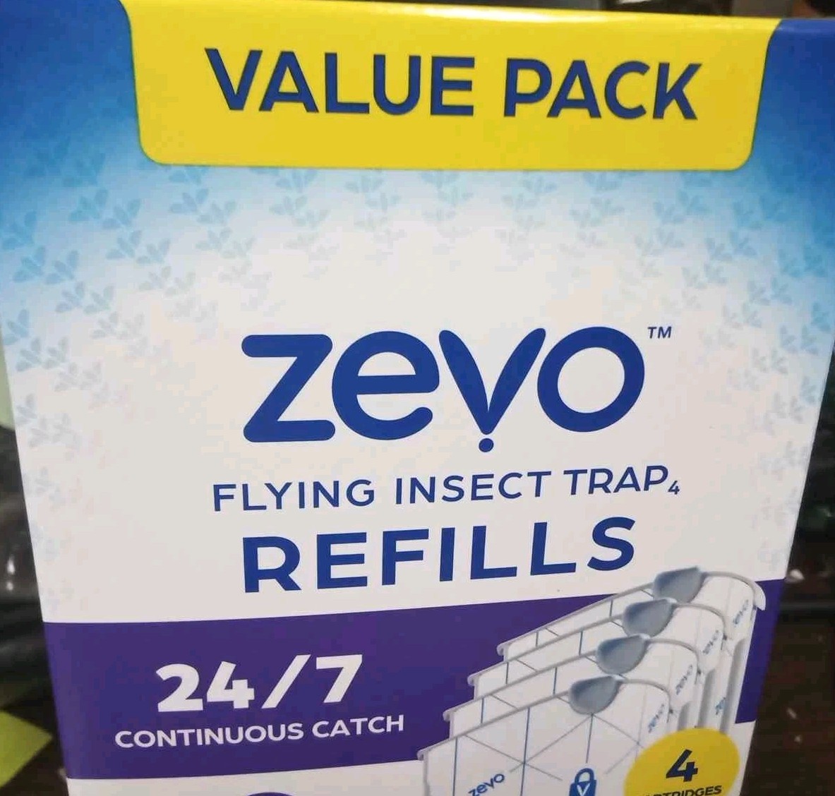 Zevo Flying Insect Trap, Fly Trap Refill Cartridges (Twin Pack, 4 Cartridges)