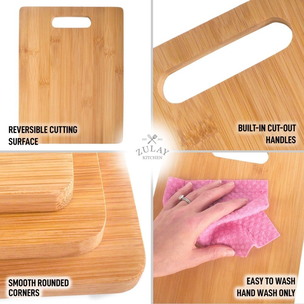 Zulay Bamboo Cutting Board Set – 3 Piece