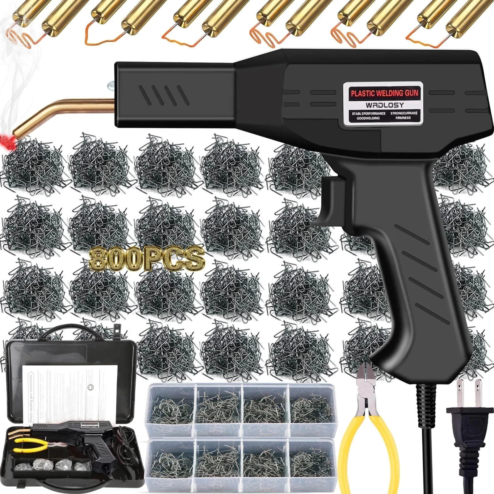 Plastic Welder Kit Soldering Hot Stapler Bumper Repair Welding Gun 800 Staples