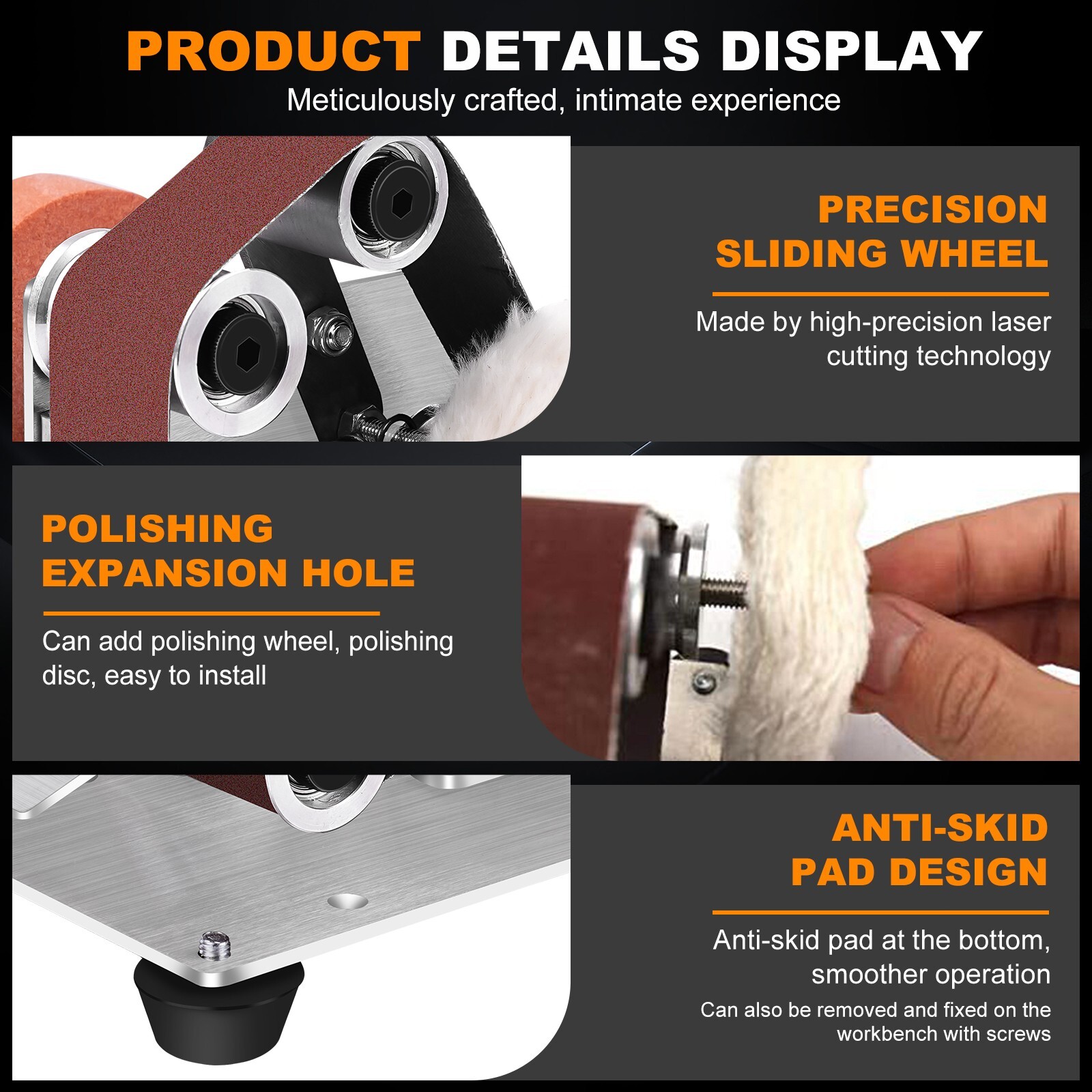 Mini Belt Sander Electric, 7-Speed, 15° Sharpener for DIY & Jewelry Making
