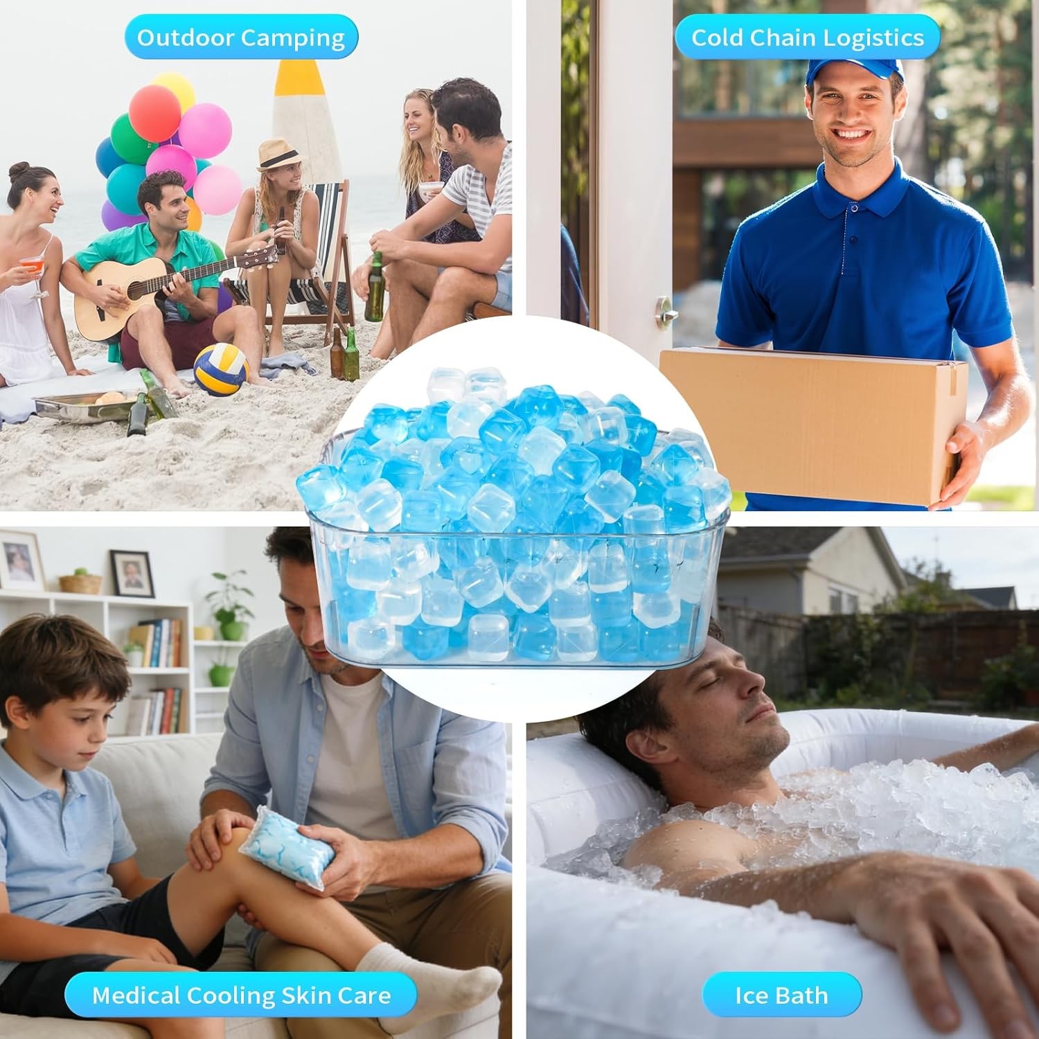 380 Pack Reusable Ice Cube Drinks Refreezable Plastic Ice Cubes Without Diluting