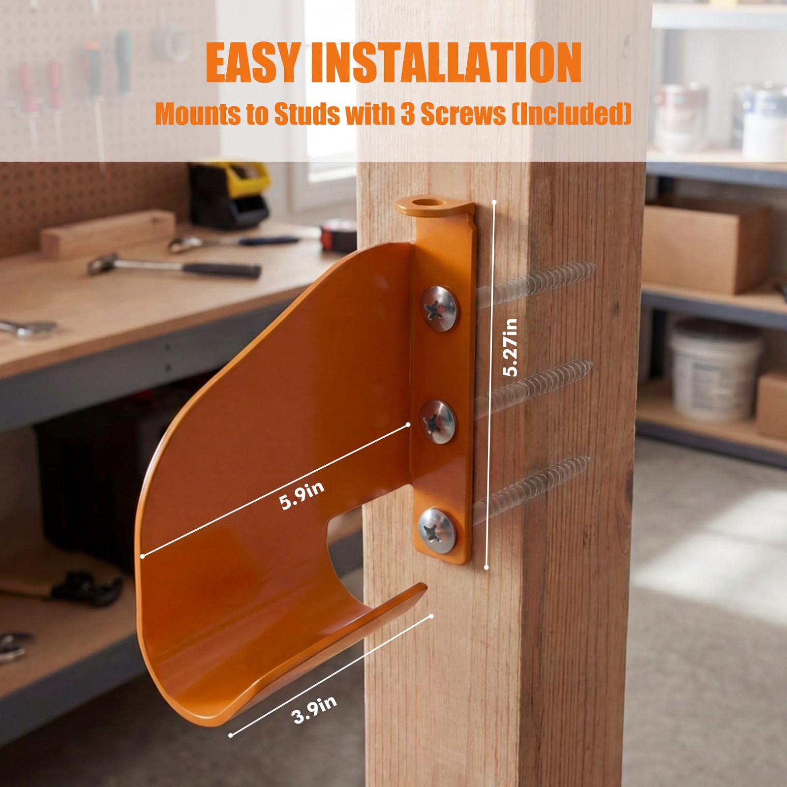 Chainsaw Hanger Holder 304 Stainless Steel Wall Mount Heavy Duty Orange 6×6 Shop