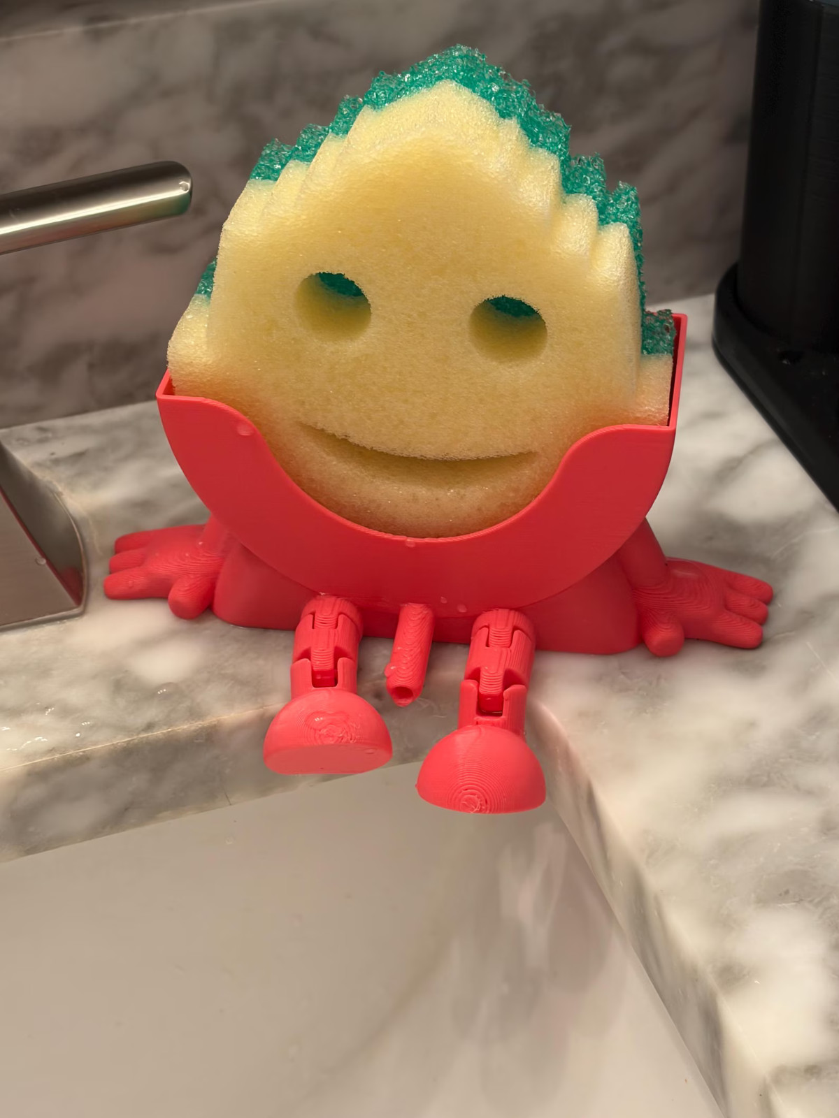 3D Printed Sponge Holder for Kitchen Sink | Smiling Sponge Organizer