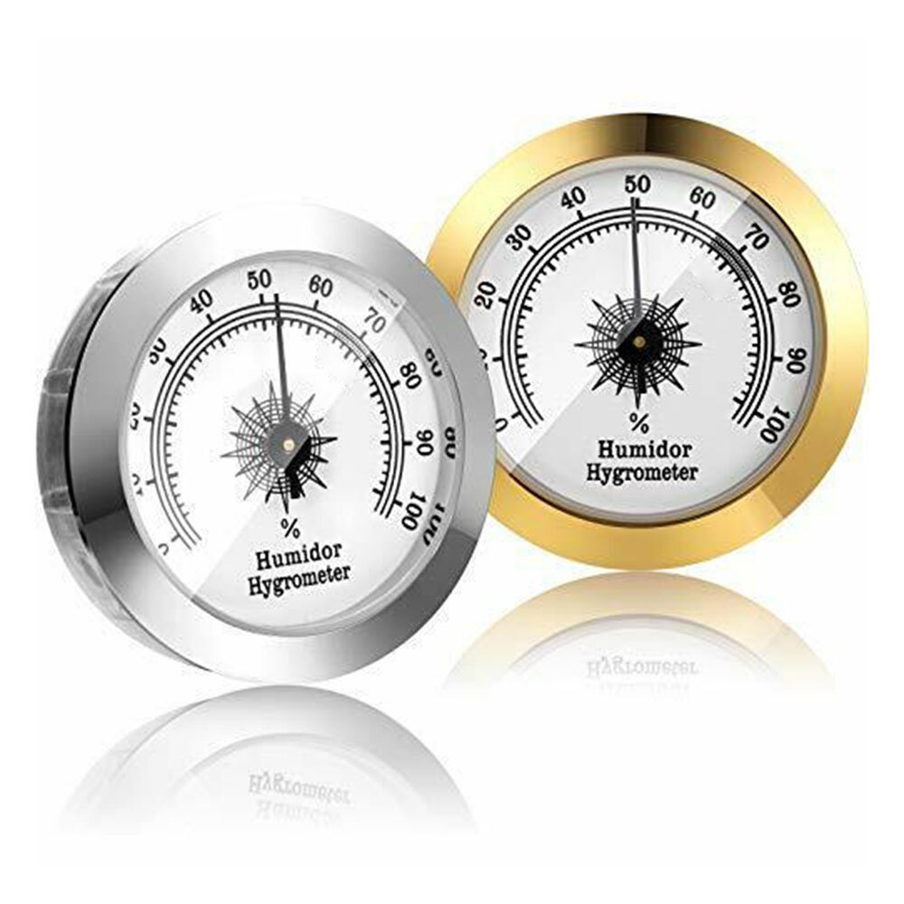 2 PCS Gold and Silver Frame 2″ Analog Hygrometer for Cigar Humidor Replacemen ^