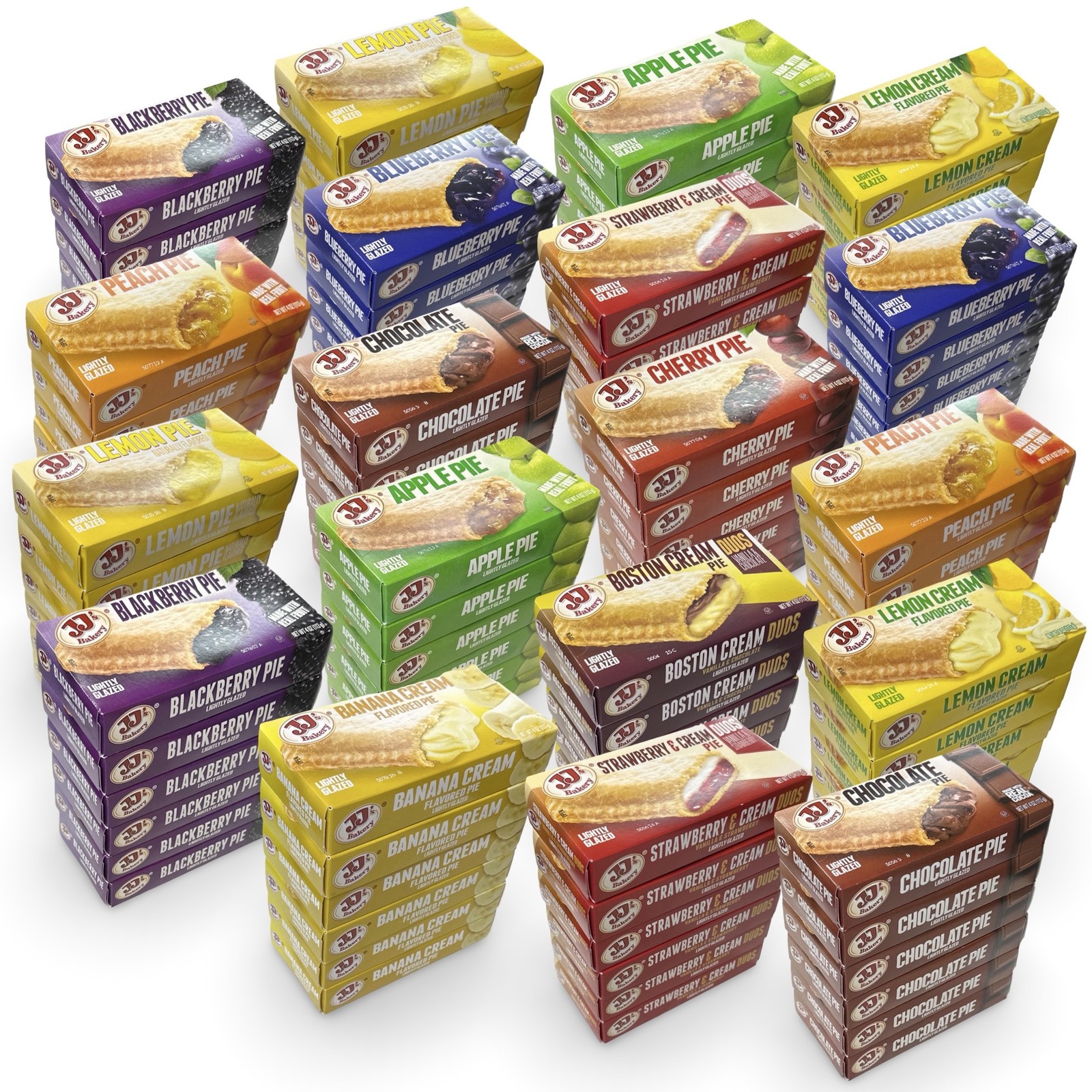 JJ’s Bakery Classic Glazed Fruit & Cream Pies – 4 oz, 6 Pack | Choose Flavor
