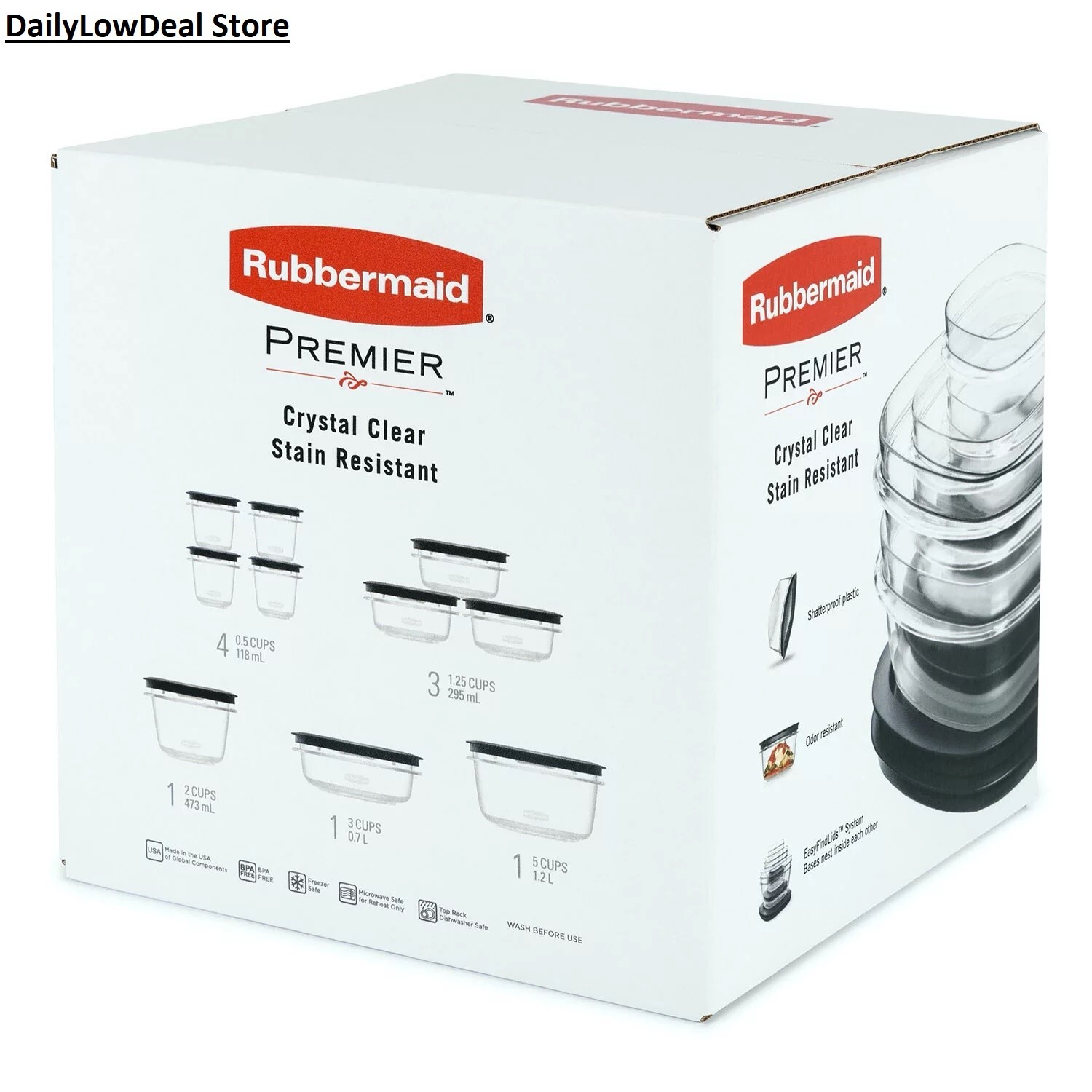 Rubbermaid Premier Storage Containers 20-Piece Microwave/Freezer Safe, BPA FREE