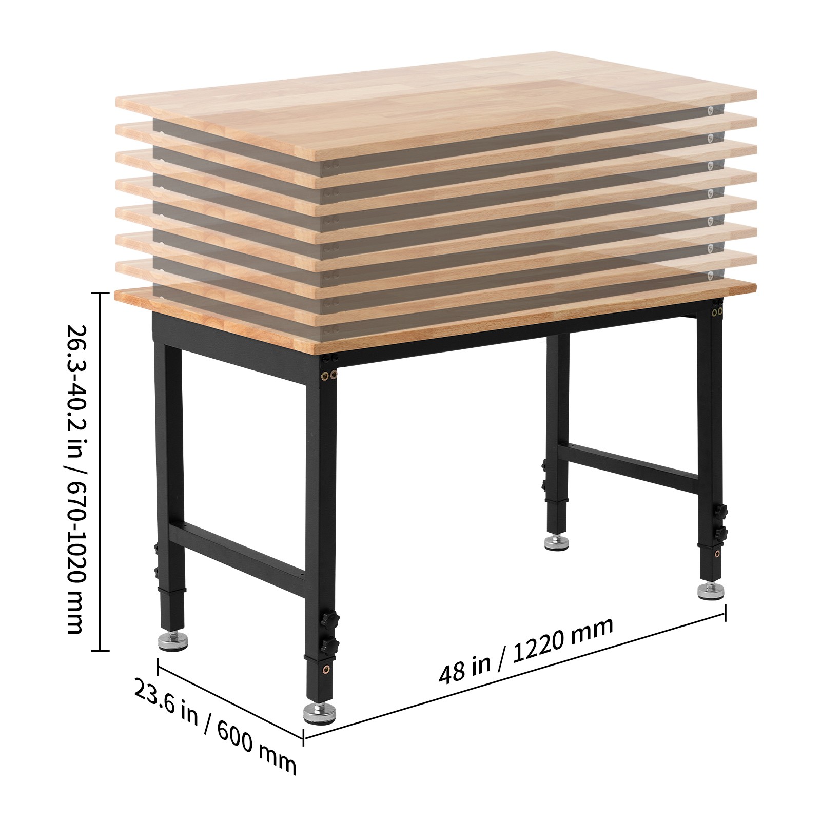 Uimoso 48 x 24 in Adjustable Workbench with 1500 lbs Capacity and Oak Wood Top