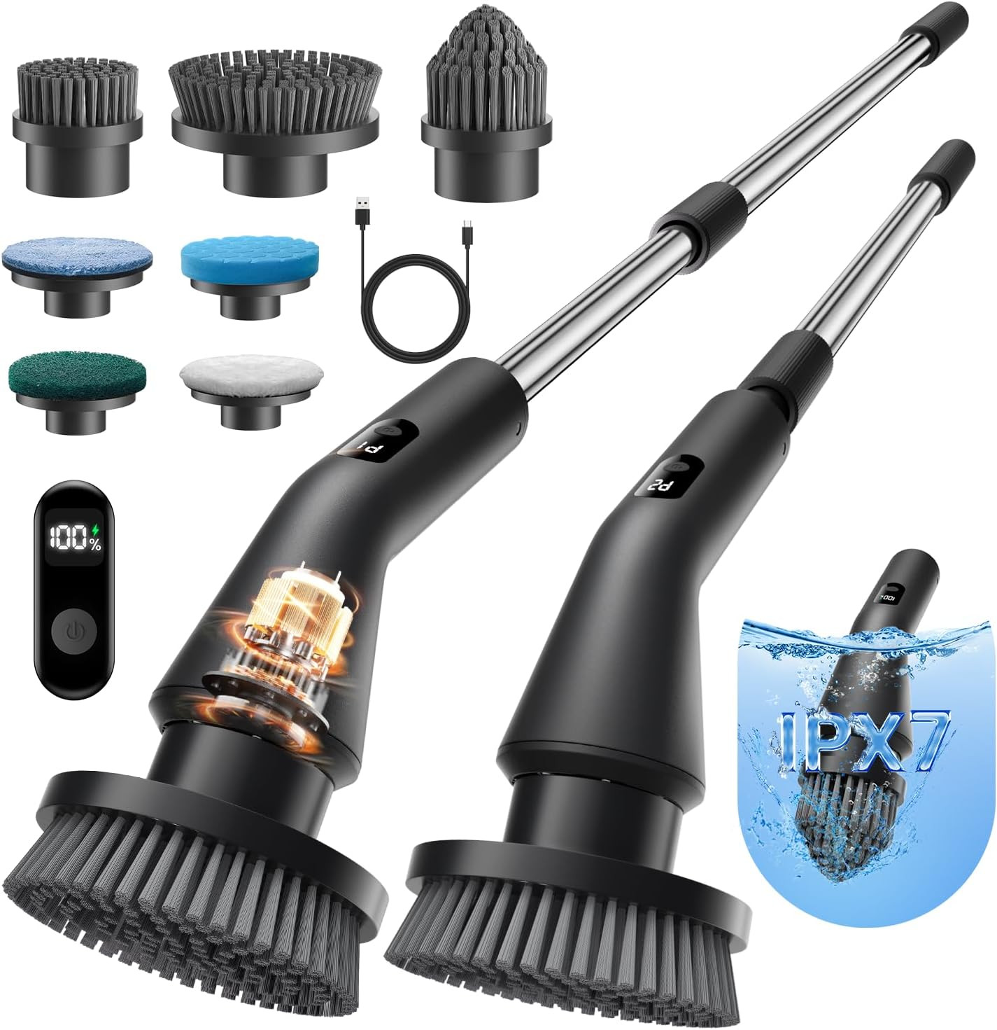 Electric Spin Scrubber, 2026 Upgraded Cordless Cleaning Brush Bathroom Scrubber,