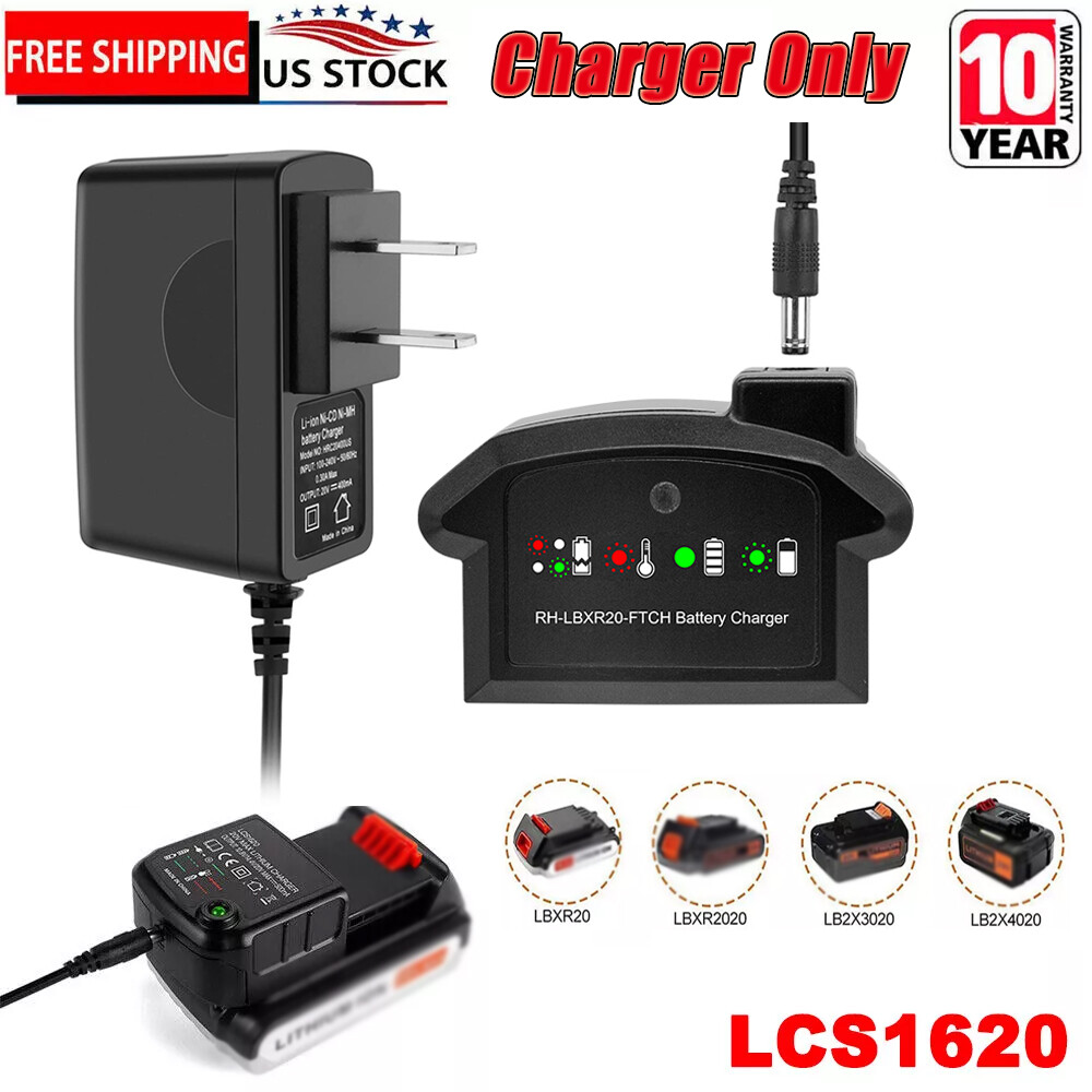 LCS1620 Charger for Black and Decker 20v max Charger 20V Lithium Battery LBXR20