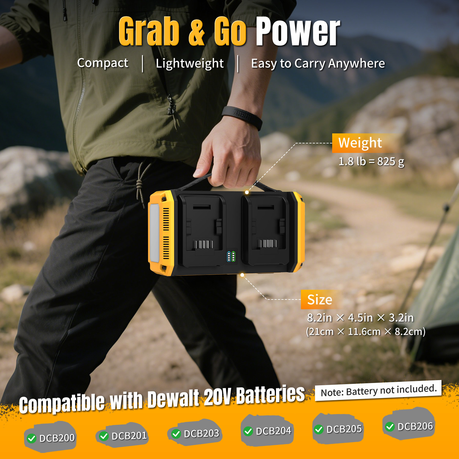 350W Power Inverter Compatible with Dewalt 20V Battery (Battery Not Included)