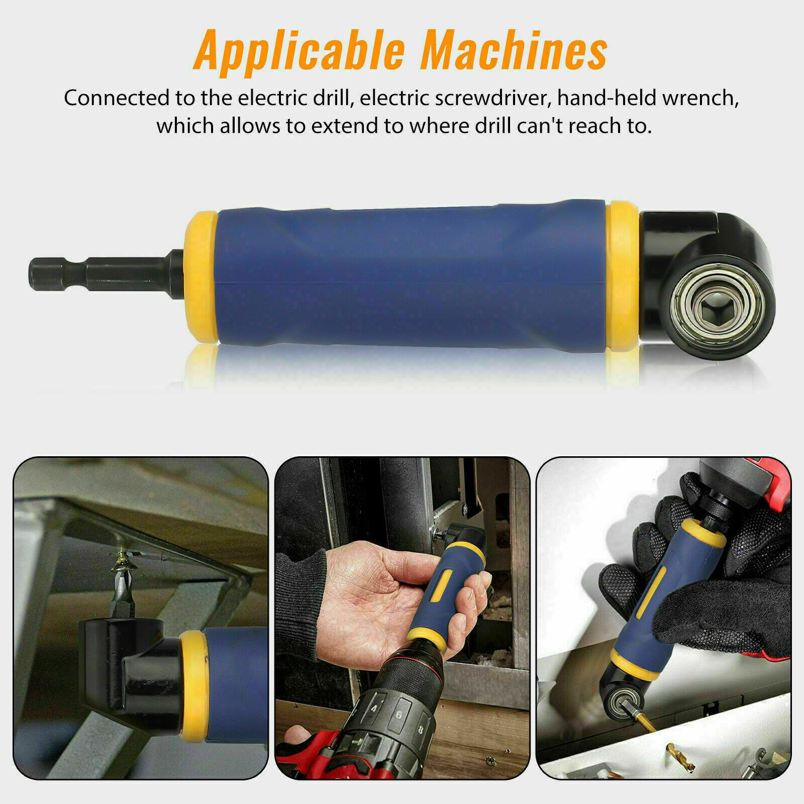 90°Right Angle Drill Adapter Extension Screwdriver Socket Holder Attachment Tool