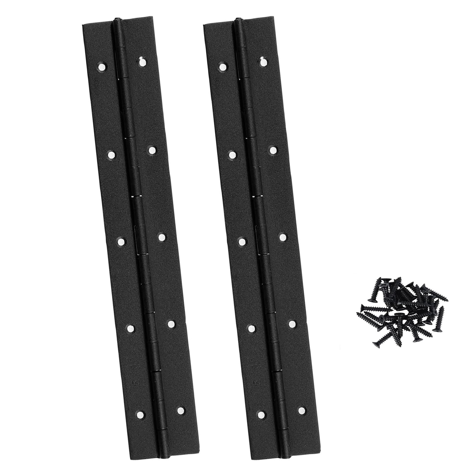 Black Stainless Steel Piano Continuous Hinges 0.05 Thick 10×2 Inch 2 PCS