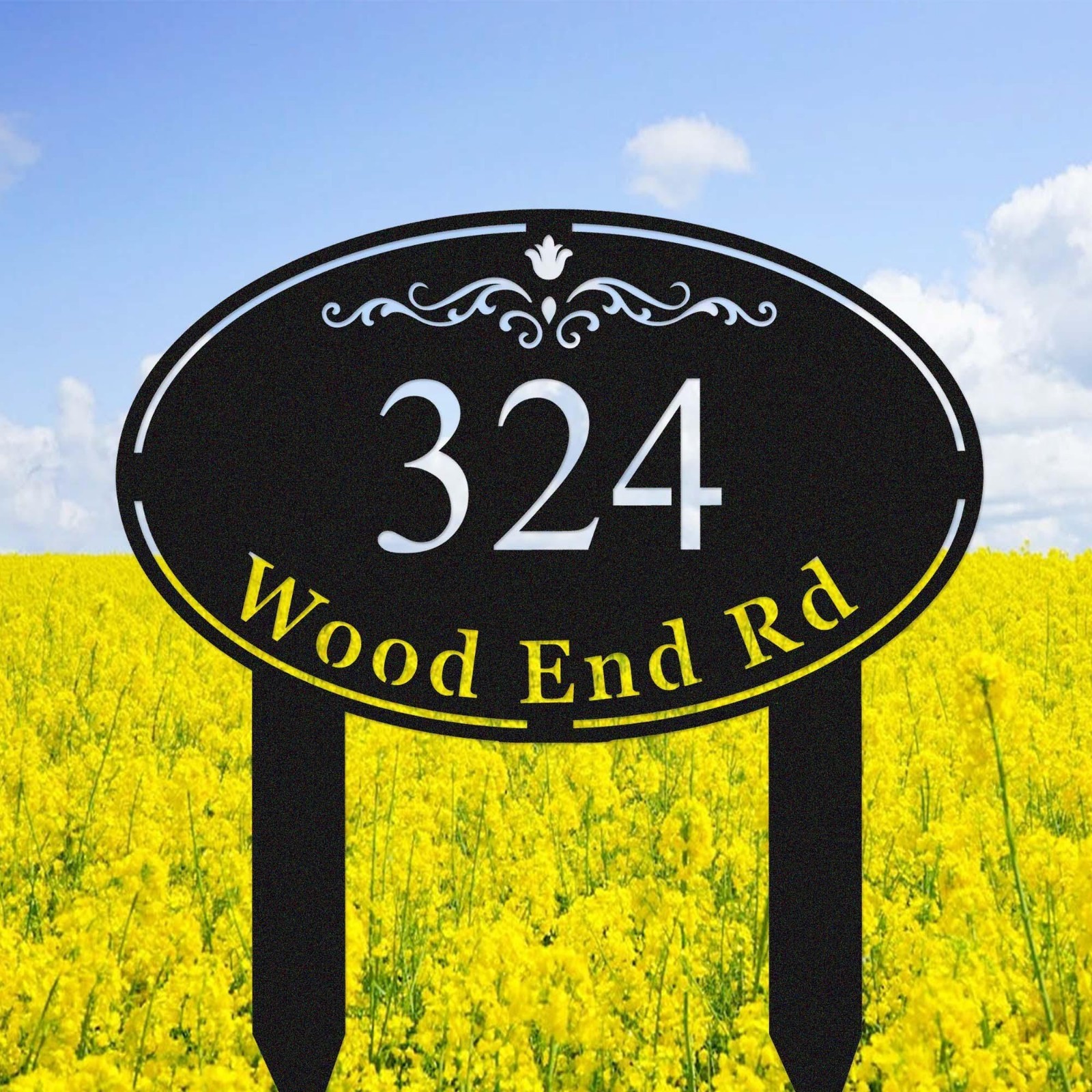 Custom Metal Address Sign, Personalized Yard Number Plaque