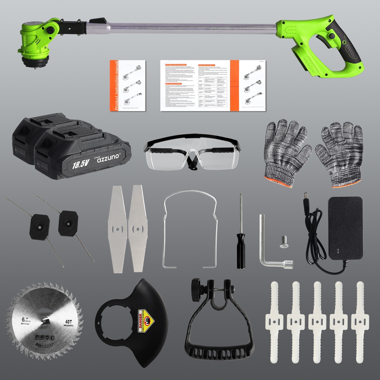 Electric Cordless Grass String Trimmer Lawn Edger Weed Wacker Cutter & 2 Battery