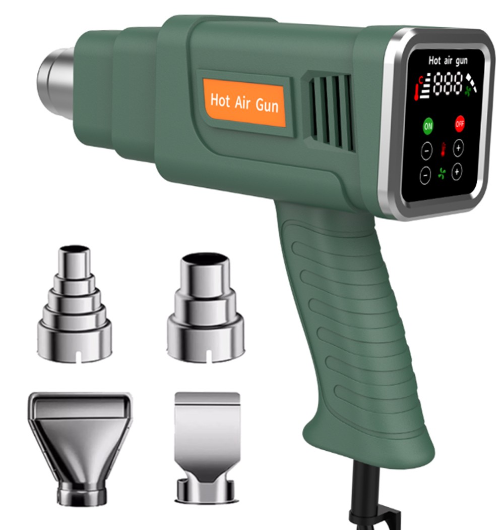 2000W Heat Gun Electric Hot Air Gun Dual Temperature LCD Display 4 Nozzles Tool