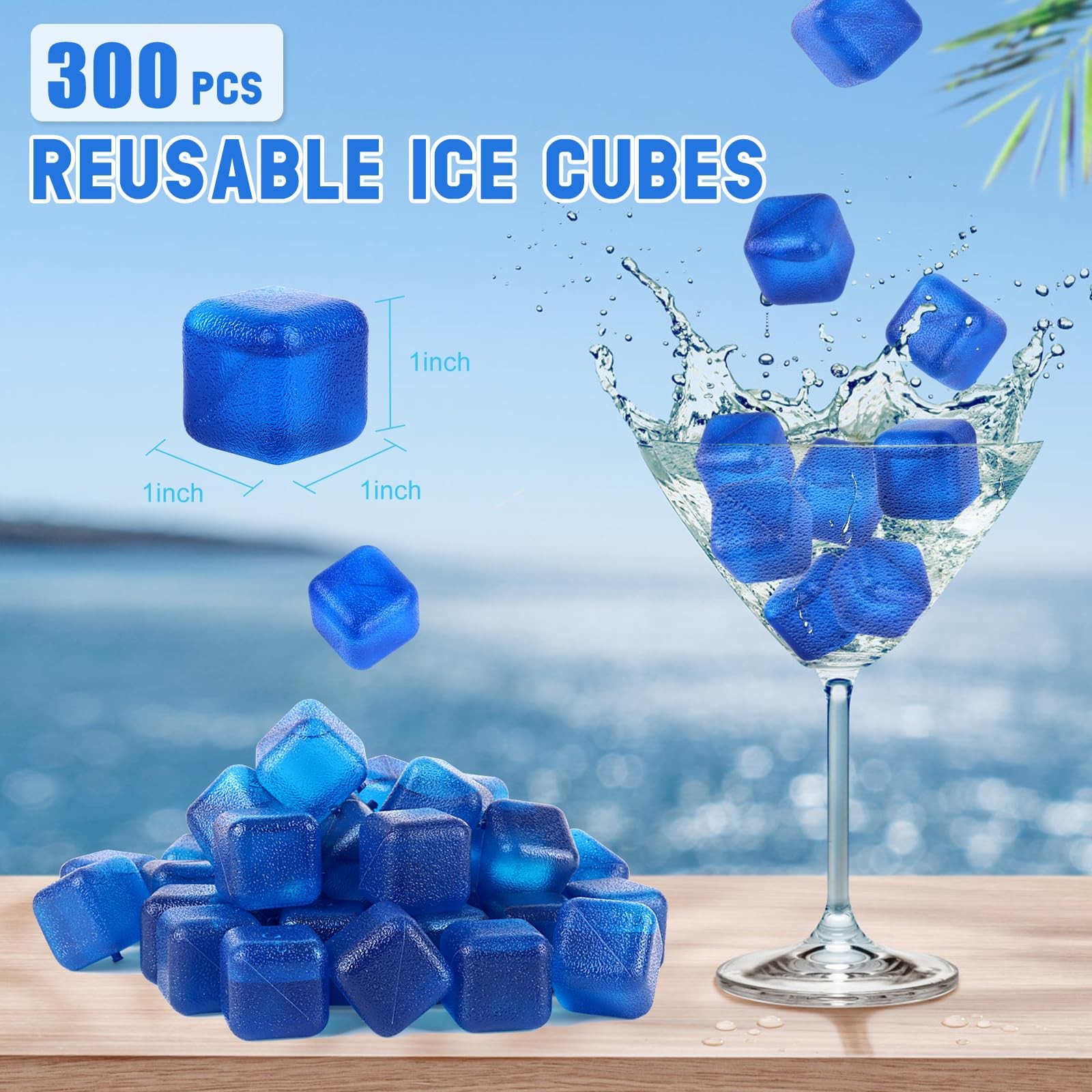 300 PCS Reusable Ice Cube for Drink, Refreezable Plastic ice Cubes Without Di…