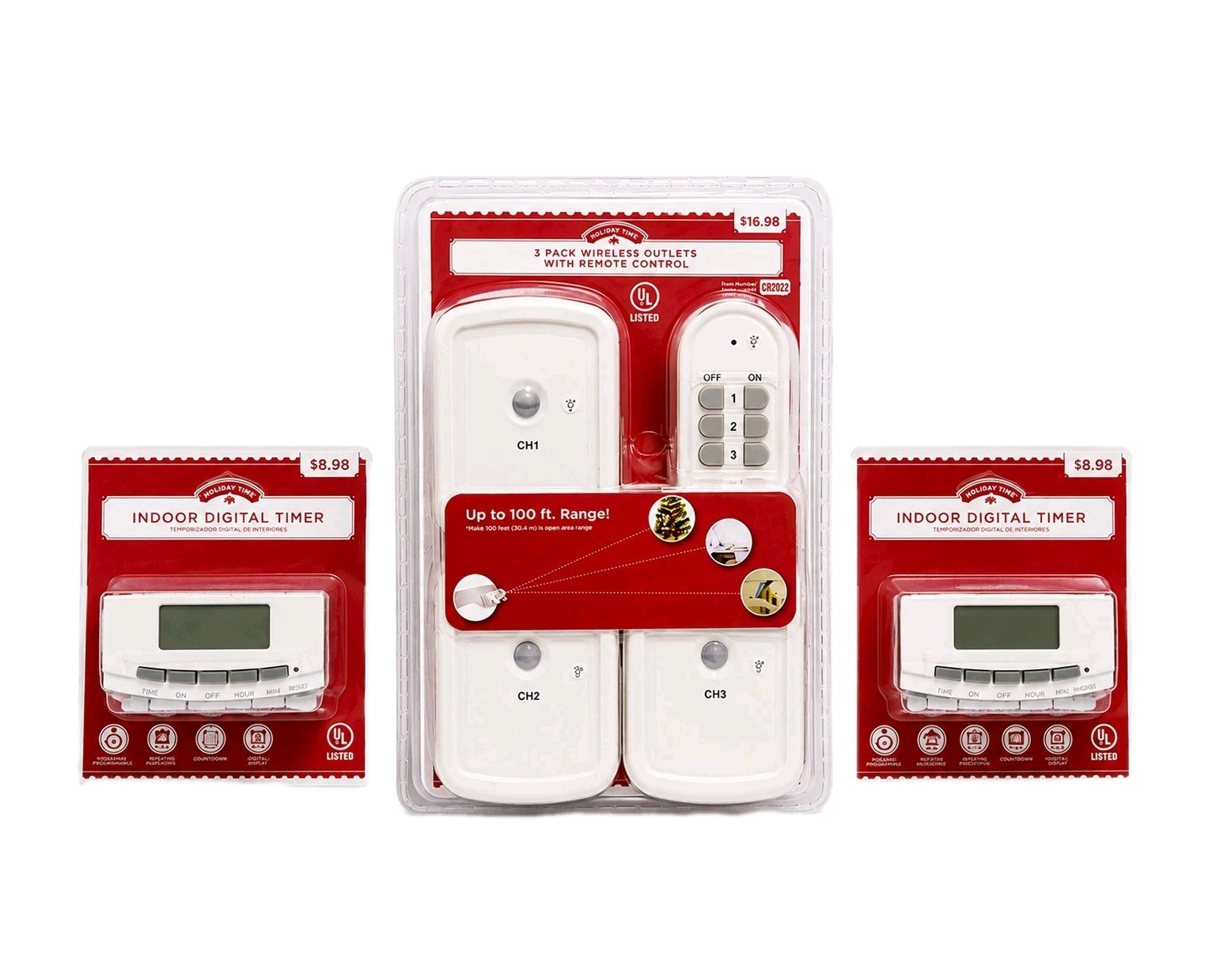 Holiday Time Wireless Outlet Remote Control Set & Indoor Digital Timers Lot