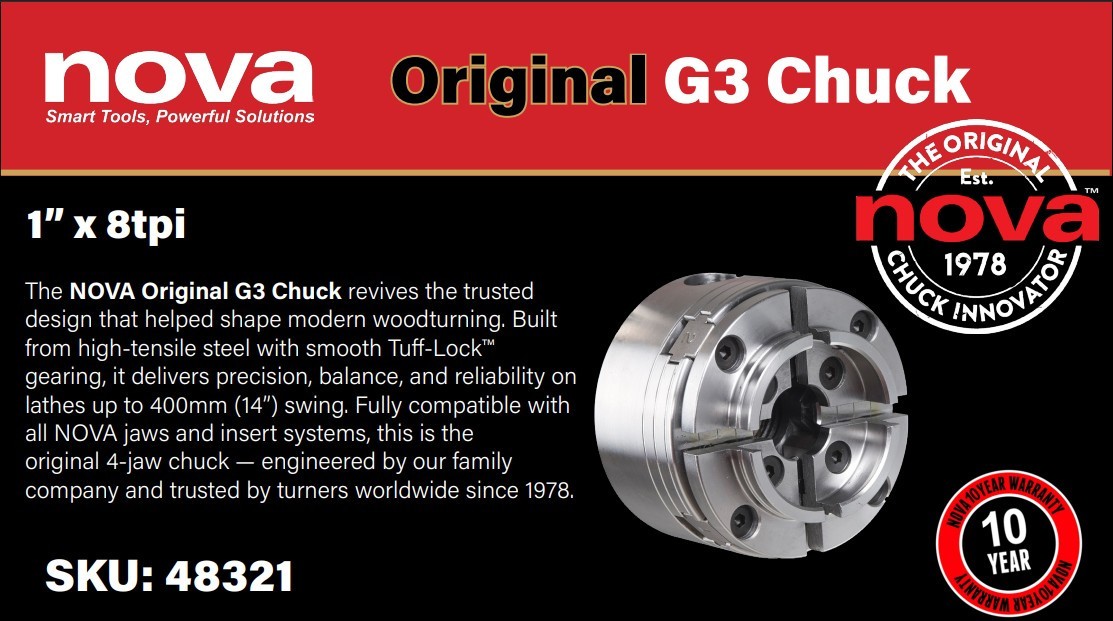 NOVA ORIGINAL G3 STANDARD CHUCK – DIRECT THREAD 1″8TPI