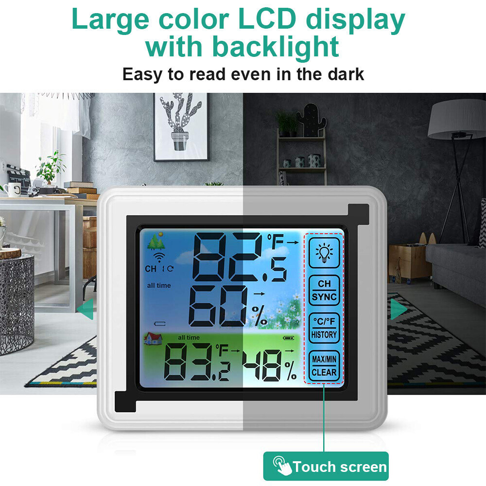 Digital LCD Thermometer Wireless Indoor & Outdoor Weather Station Clock Calendar
