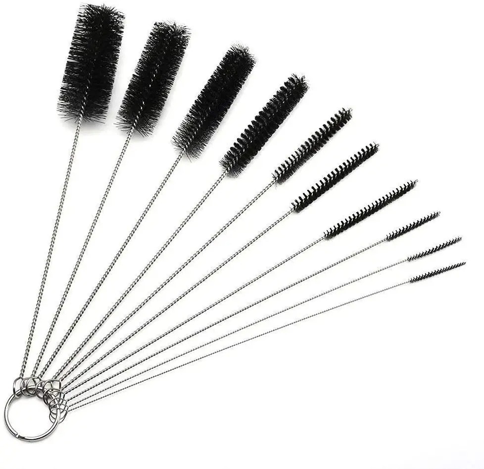 Nylon Straw Brush Cleaner Bottle Tube Pipe Small Long Cleaning 10Pcs Set