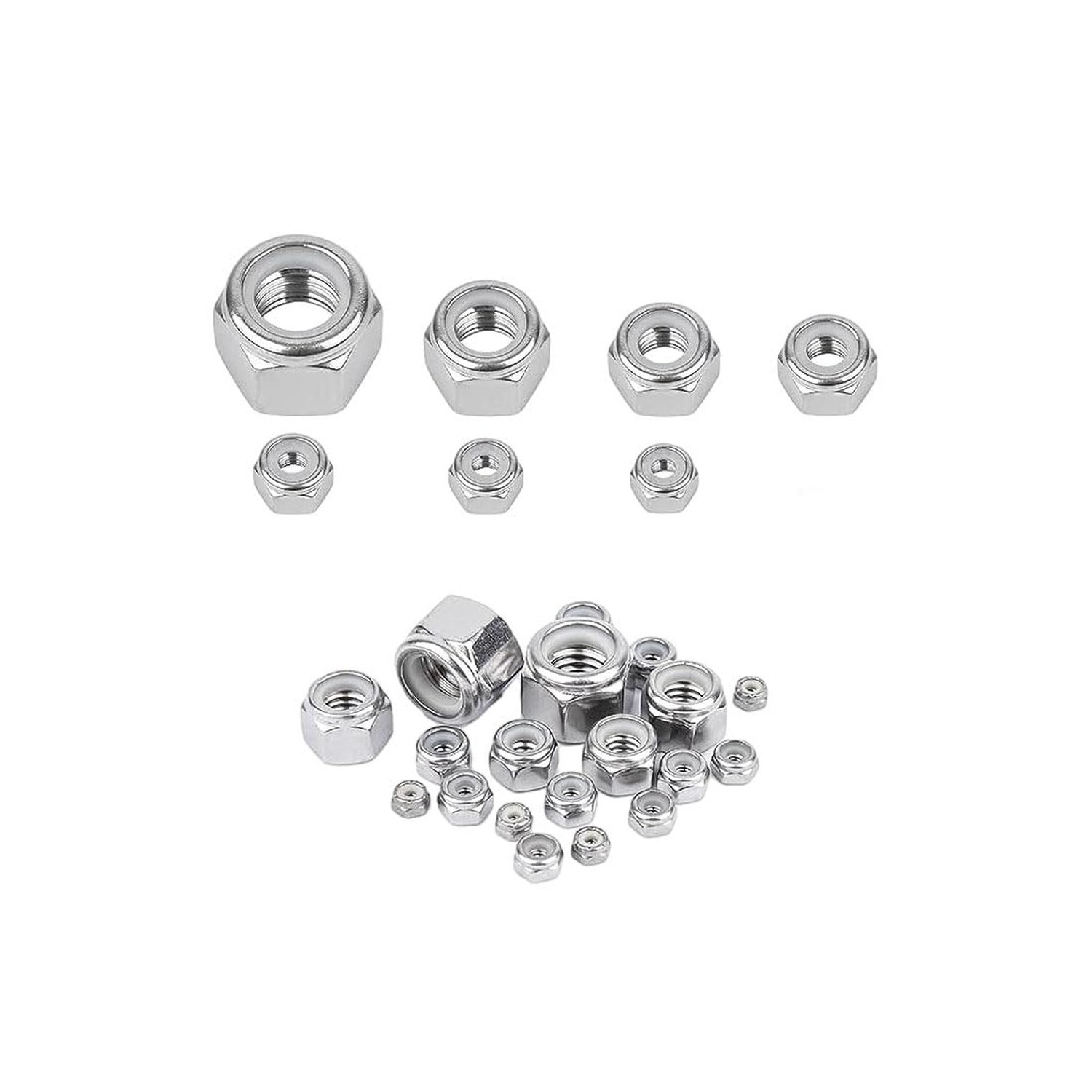 8-32 Nylon Insert Hex Lock Nuts,Hincell 110pcs 304 Stainless Steel Locknuts, …
