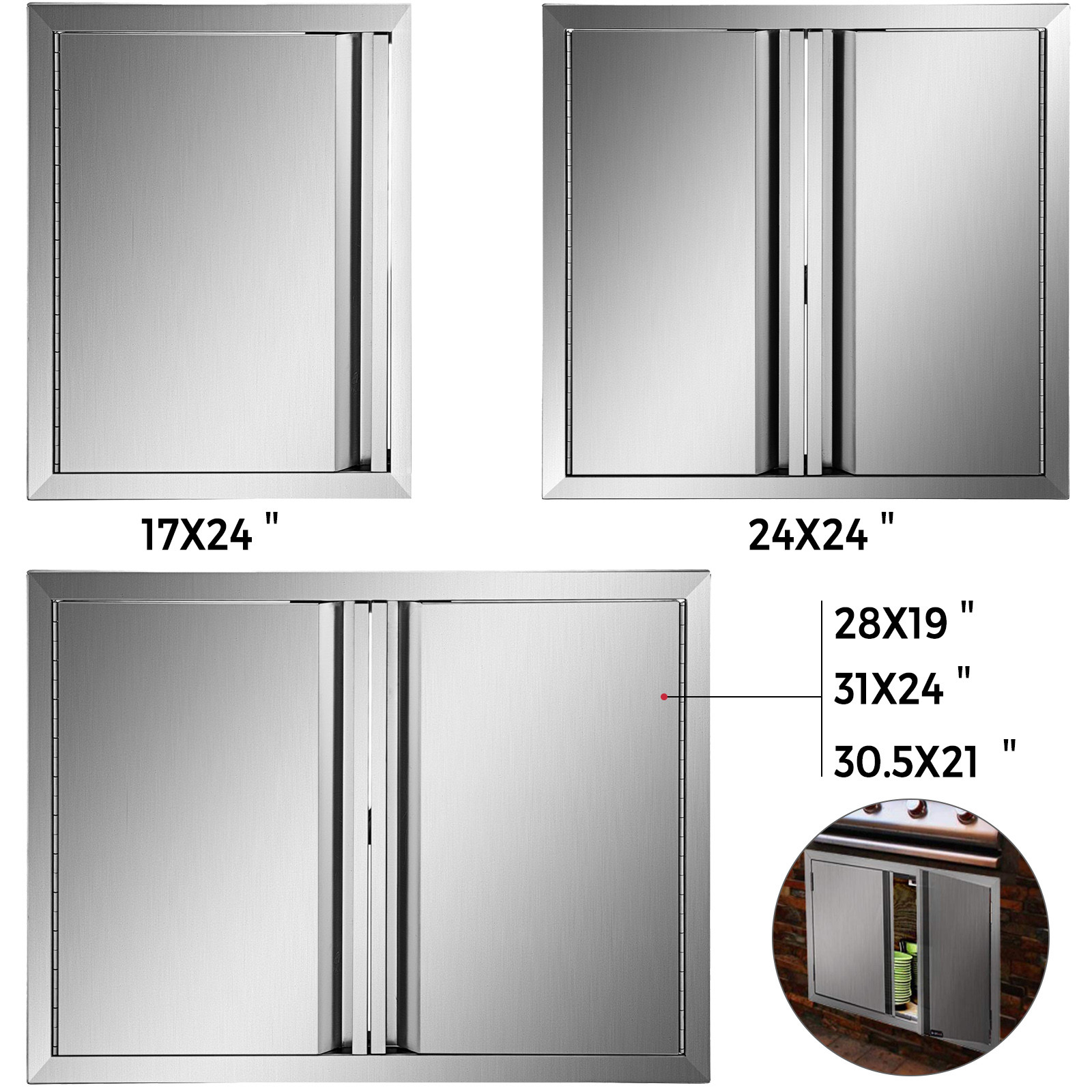 VEVOR Outdoor Kitchen BBQ Island Door Stainless Steel Double Single Access