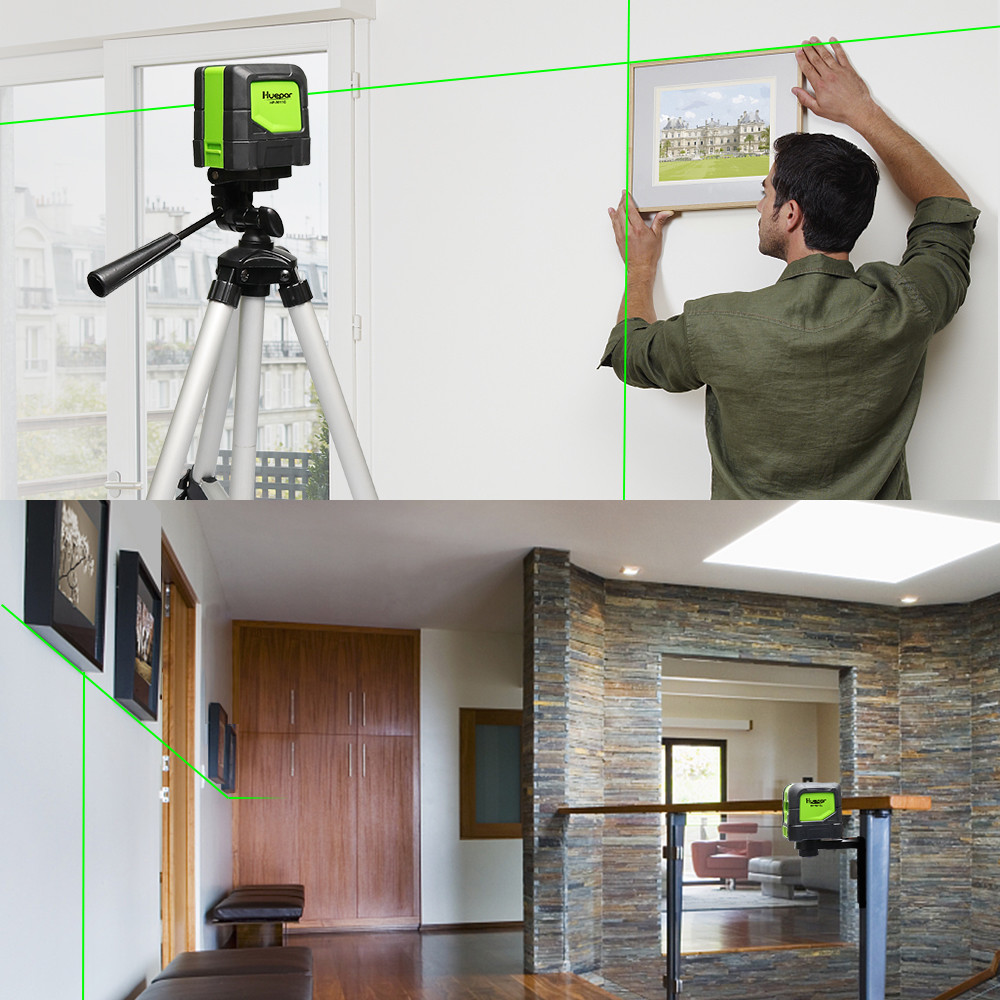 Huepar Green Laser Level DIY Cross Line Laser Self Leveling 9011G Bright Green