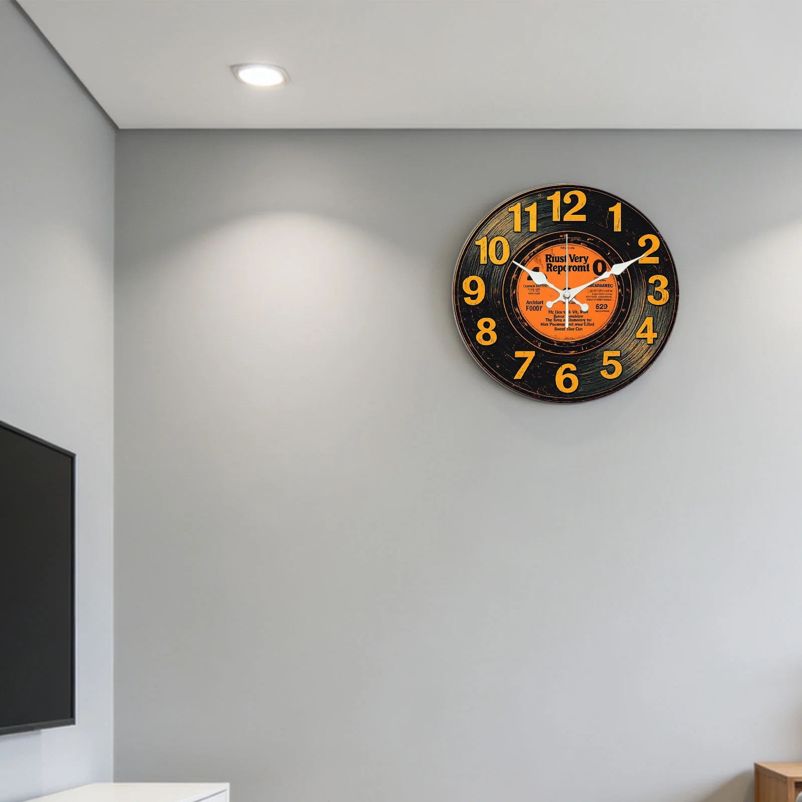 Vinyl Record Pattern Wooden Silent Wall Clock No Battery Holiday Home Decors
