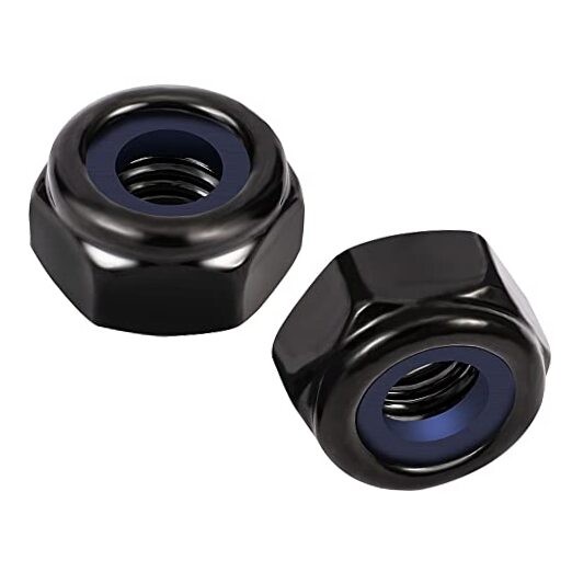 Nylon Insert Hex Lock Nuts Locknuts, 304 Stainless Steel 18-8 1/4-20 25 Black
