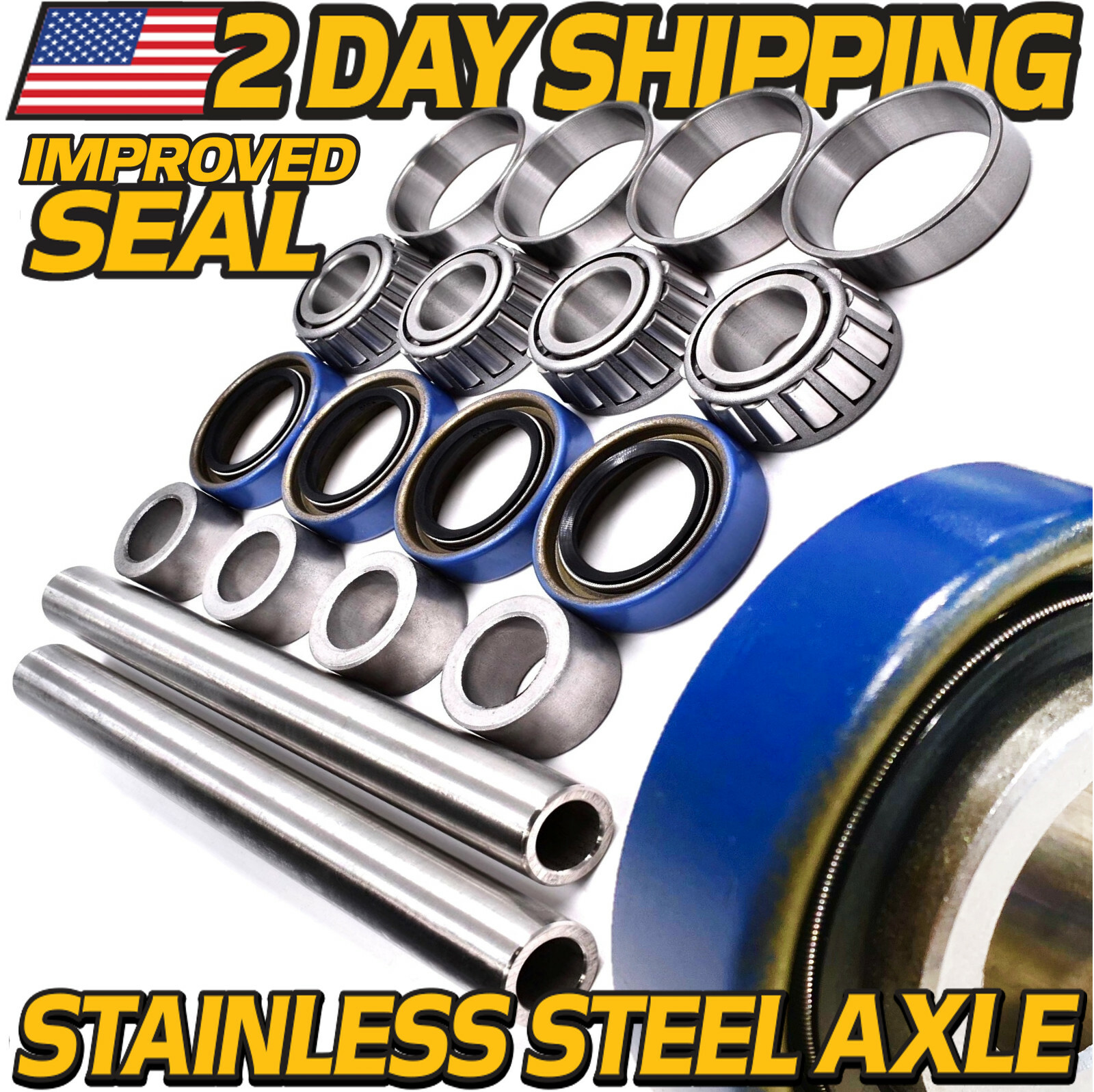 (2 Kits) Stainless Axle & Bearing Rebuild Kit for Scag 43583 482621 482622 43584