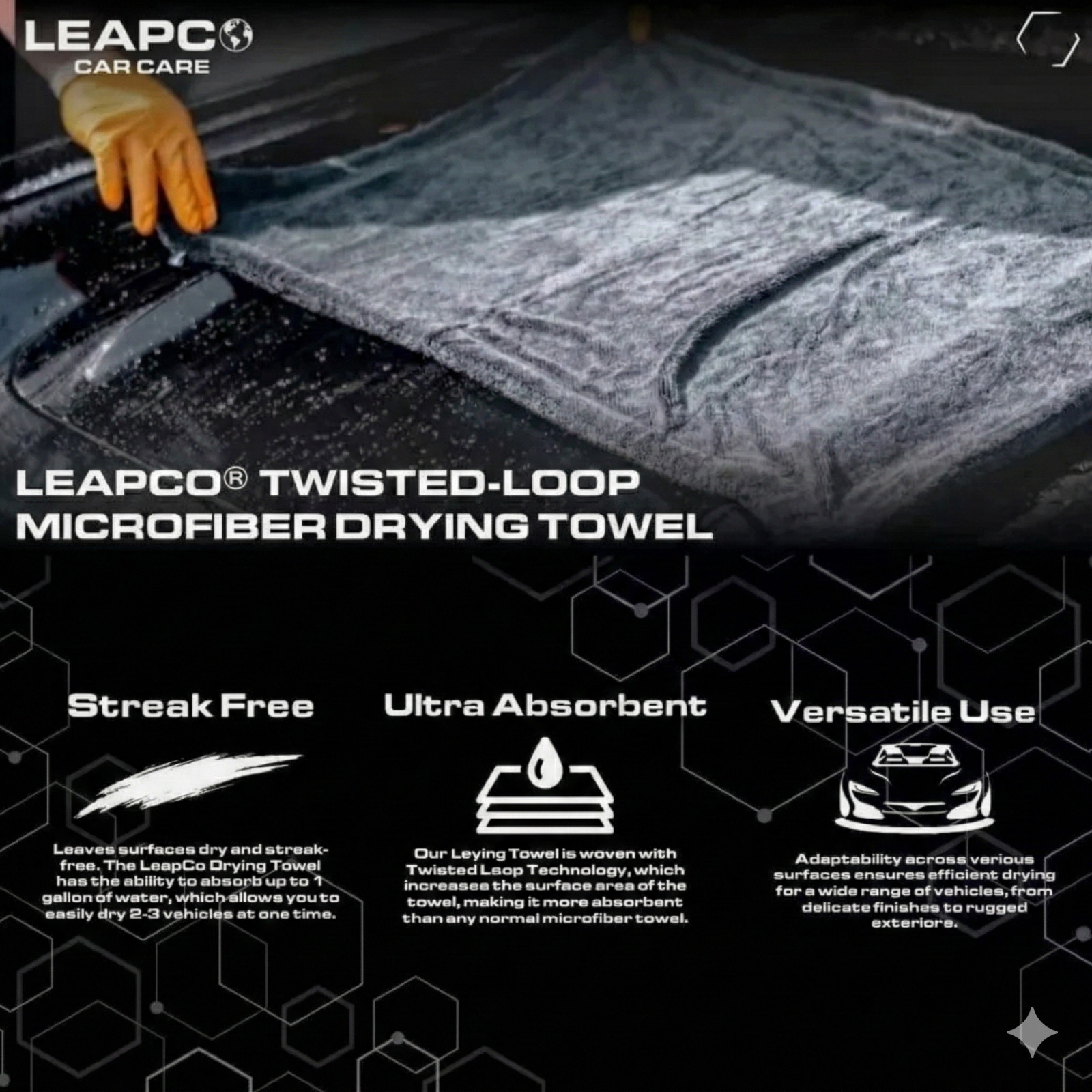 Extra Large Twisted Loop Microfiber Drying Towel Super Absorbent Auto Car Detail
